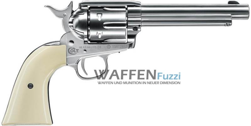 Colt Single Action Army SAA CO2-Revolver Nickel Finish Kaliber 4,5 mm Diabolo