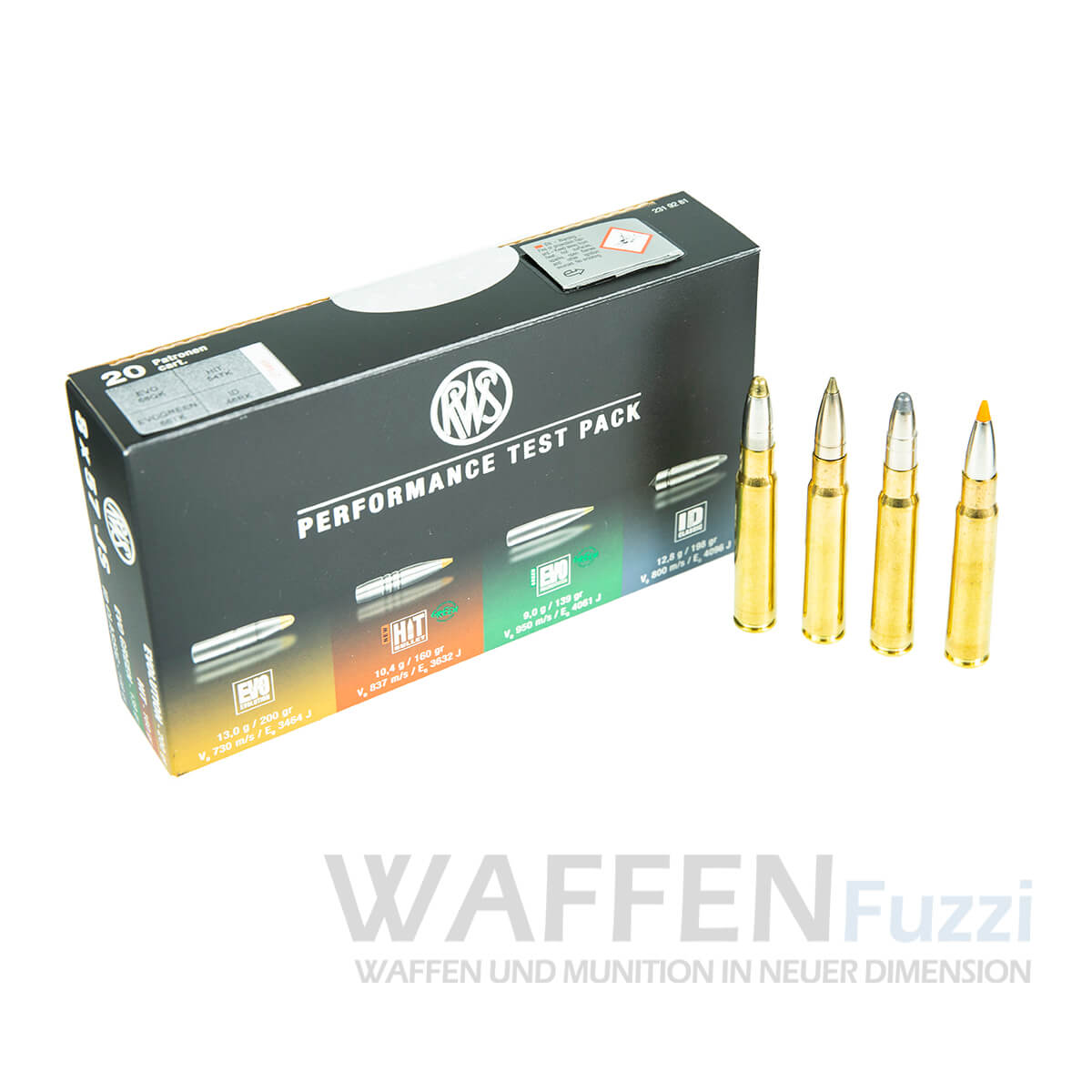 RWS Büchsenpatronen Performance Test Pack Kaliber 8x57JS 20 Schuss