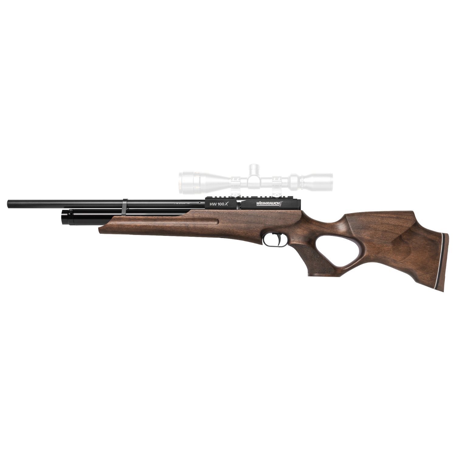 Weihrauch HW 100 X-T Pressluftgewehr Nussbaum-Holzlochschaft F.S.B. Kal. 4,5 mm - Lang