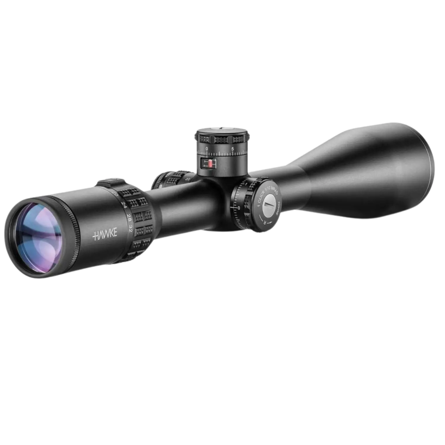 Hawke Sidewinder 30 SF 8-32x56 SR Pro II Absehen Schwarzes Zielfernrohr der Marke Hawke mit Einstellrädern und mehrschichtvergüteter Linse.