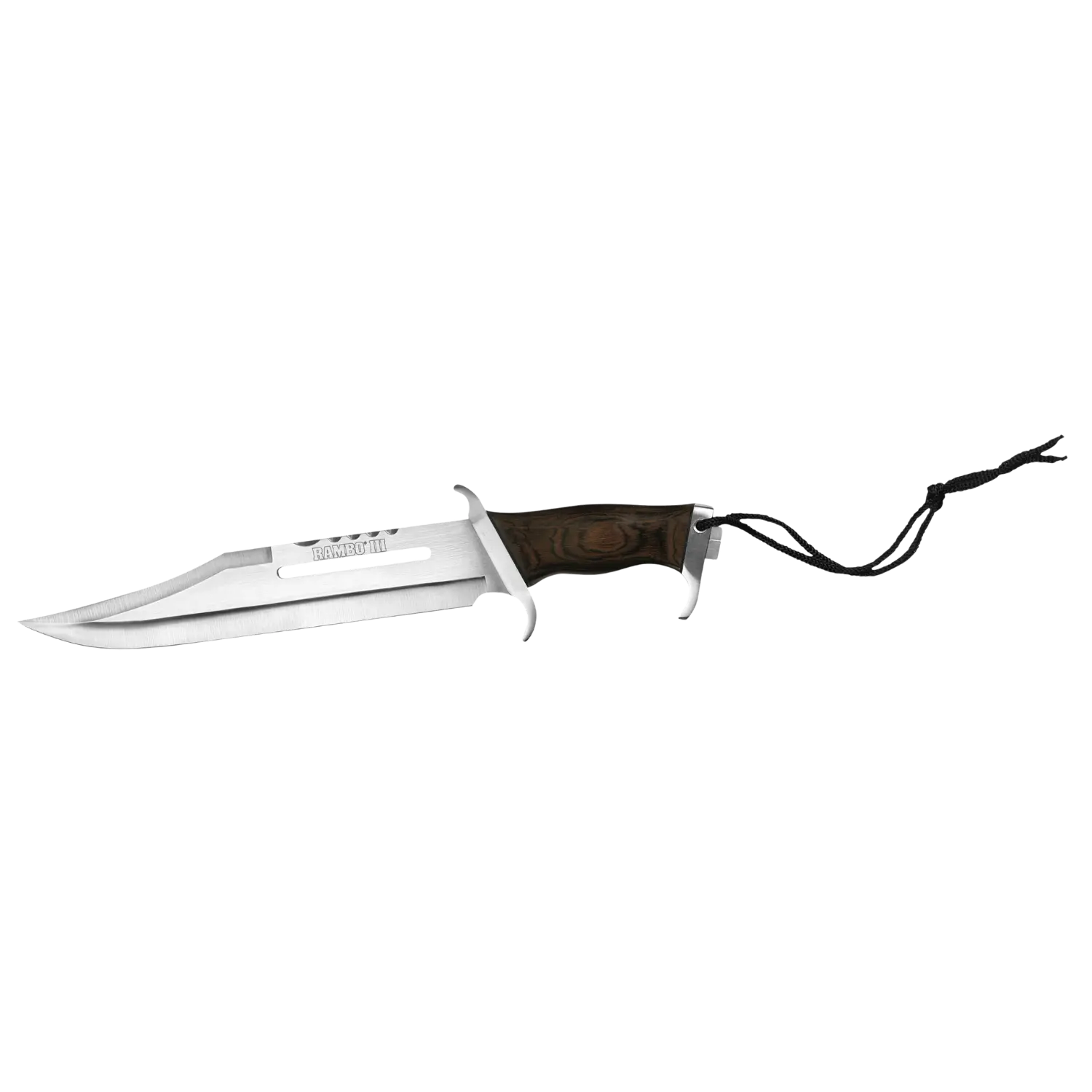 Rambo III Standard Edition Messer mit gezackter Klinge, Holzgriff und Paracord-Schlaufe