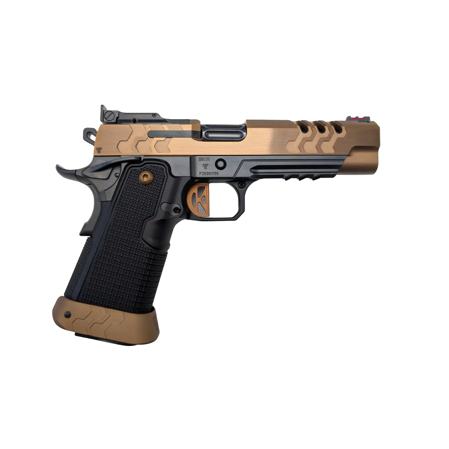 Rechte Seitenansicht: Kimber 2k11 Target OR, sichtbarer Hammer und Abzug.