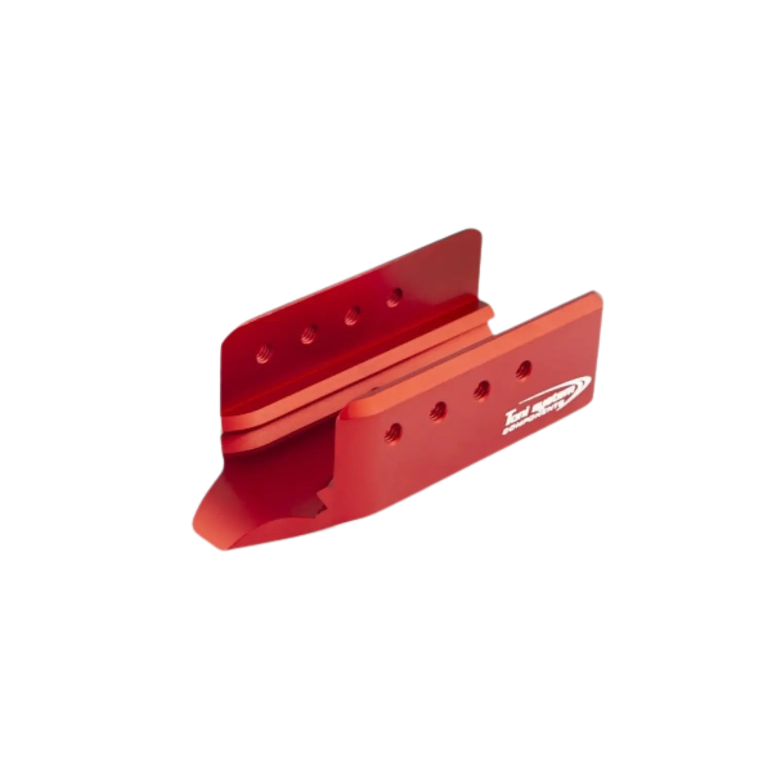 Toni System Aluminium Laufgewicht für CZ Shadow 2 Rot Rotes Metallteil mit mehreren Bohrungen und weißem Laufgewicht-Logo auf der Seite.