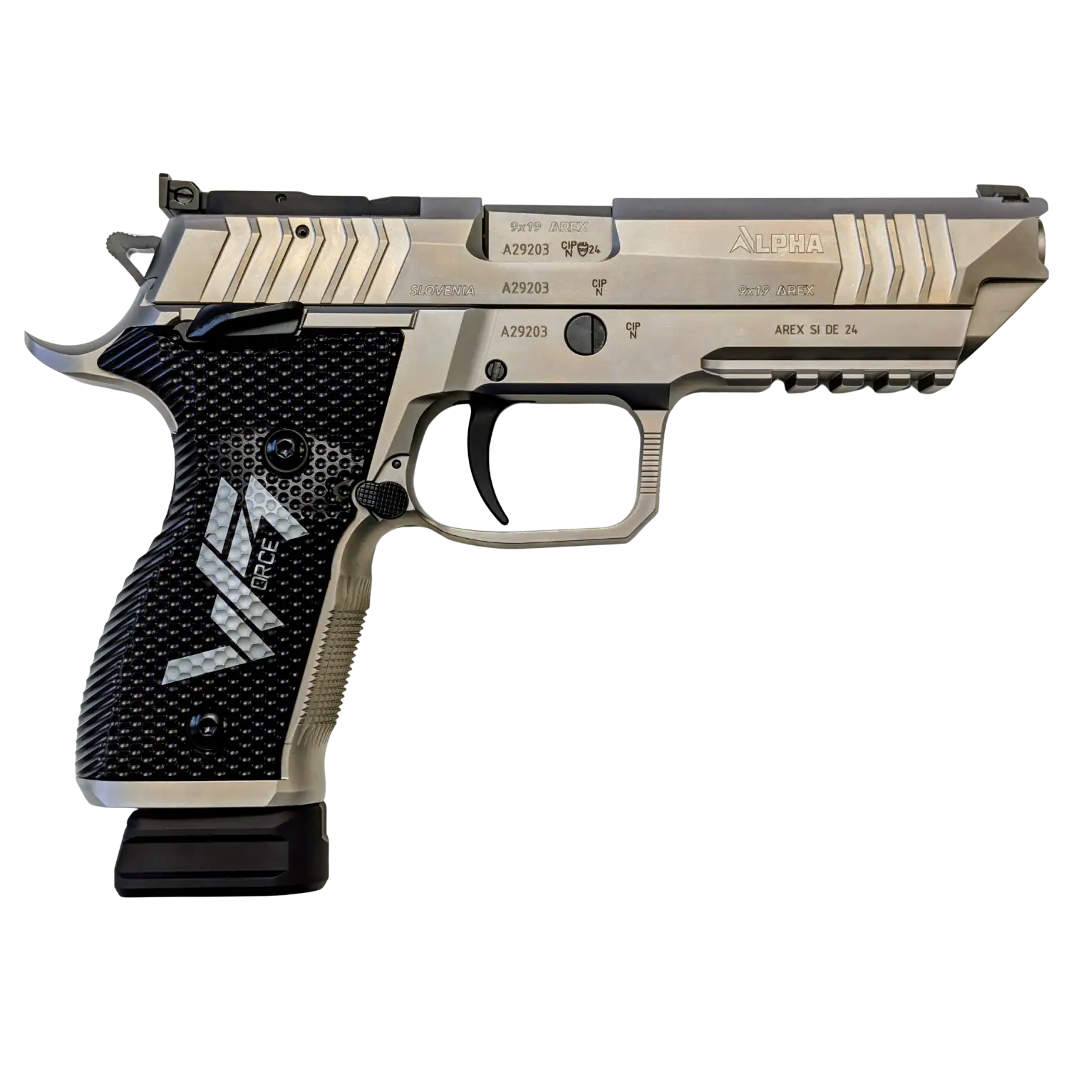 Arex Alpha Race WForce1 Silver Kaliber 9mm Luger Optics Ready