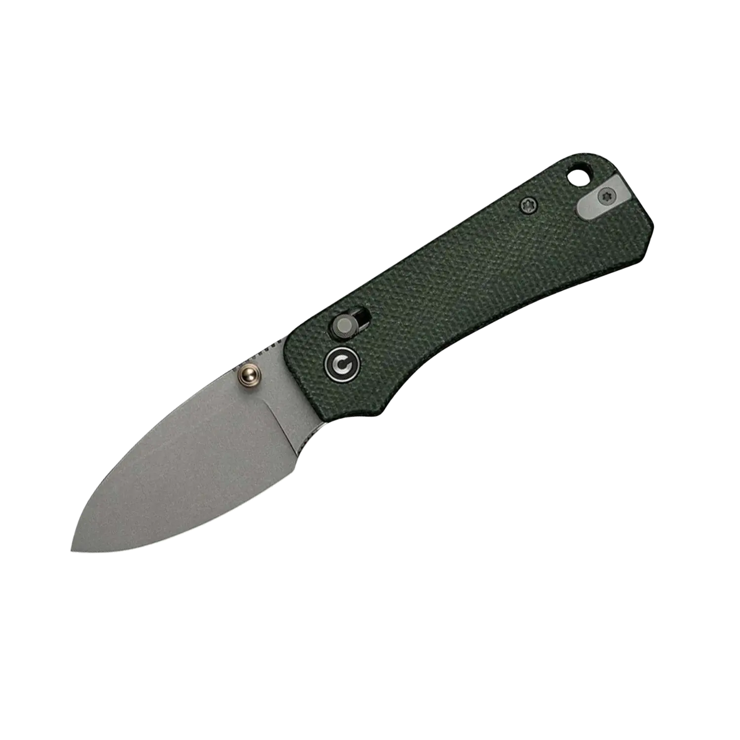 Taschenmesser mit grünem Griff und matter silberner Klinge