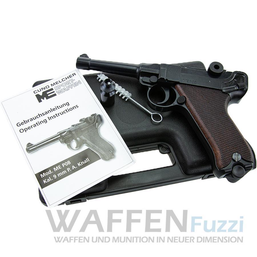 ME P08 Schreckschusswaffe 9mm brüniert mit Holzgriff