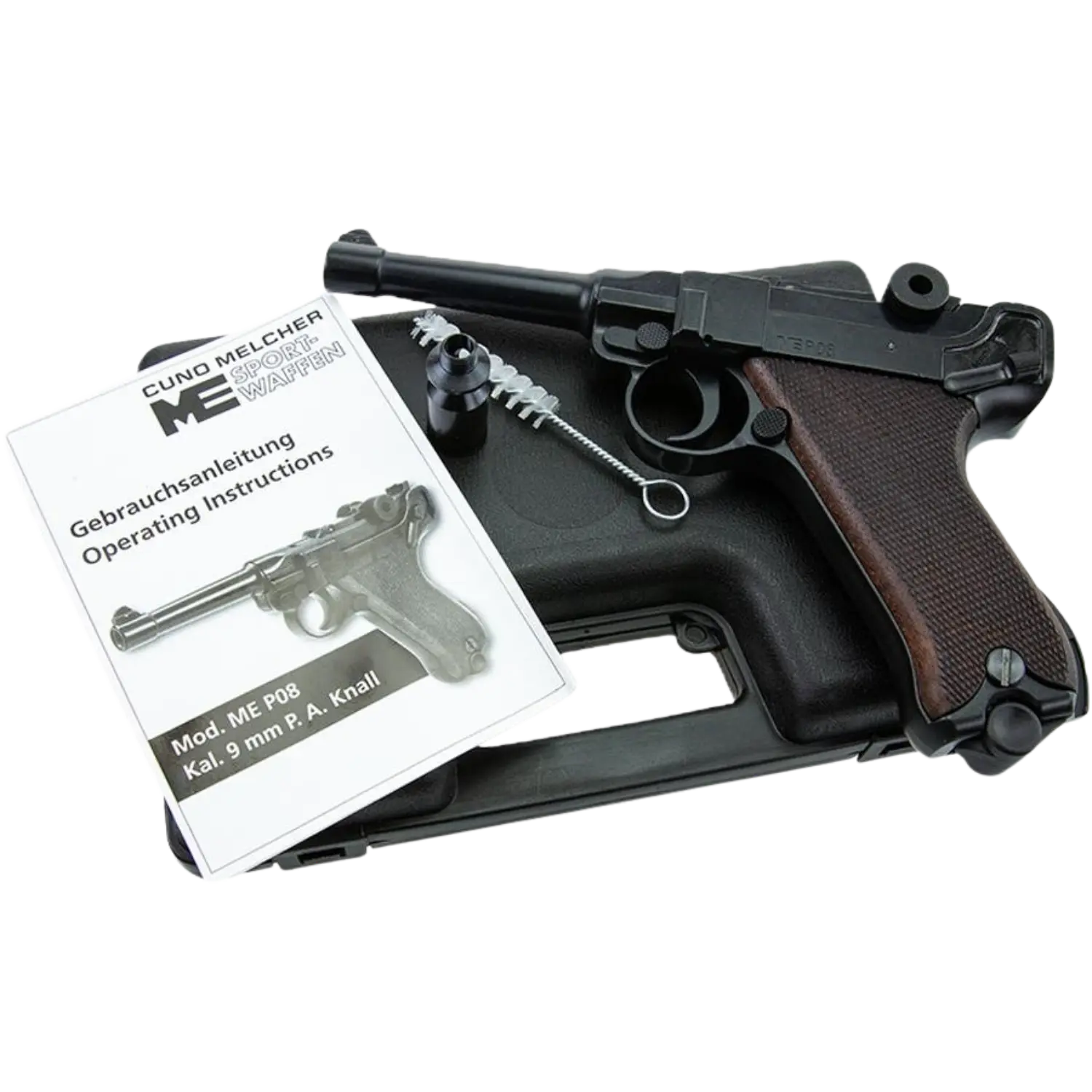 ME P08 Schreckschusswaffe 9mm brüniert mit Holzgriff