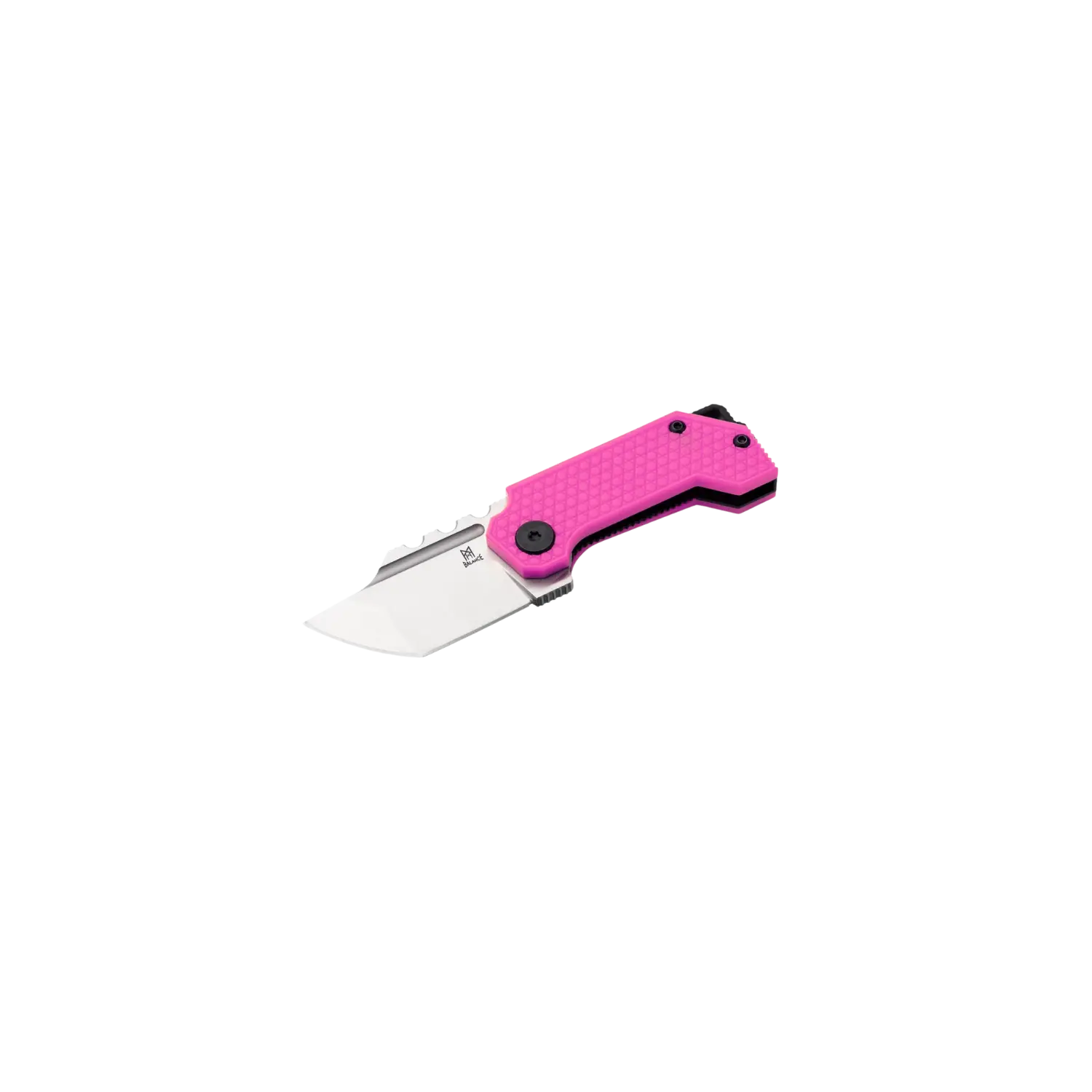 Klappmesser mit pinkfarbenem Griff und kurzer, breiter Klinge