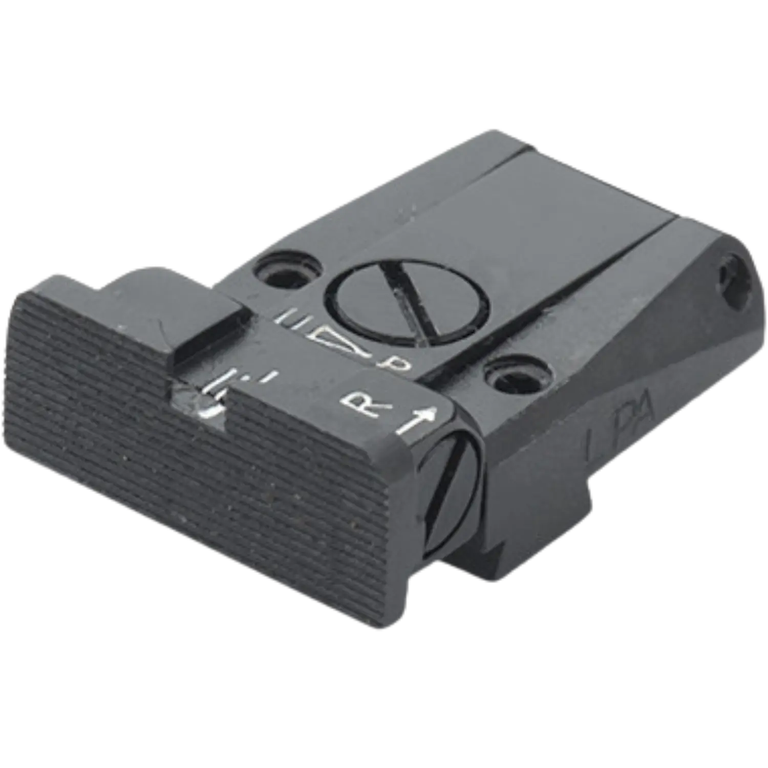 Schwarzes LPA Mikrometer-Visier "TR" ohne Korn mit Einstellschrauben und geriffelter Frontfläche für Walther Q5 Match SF, Black Diamond, Q4 SF O.R.