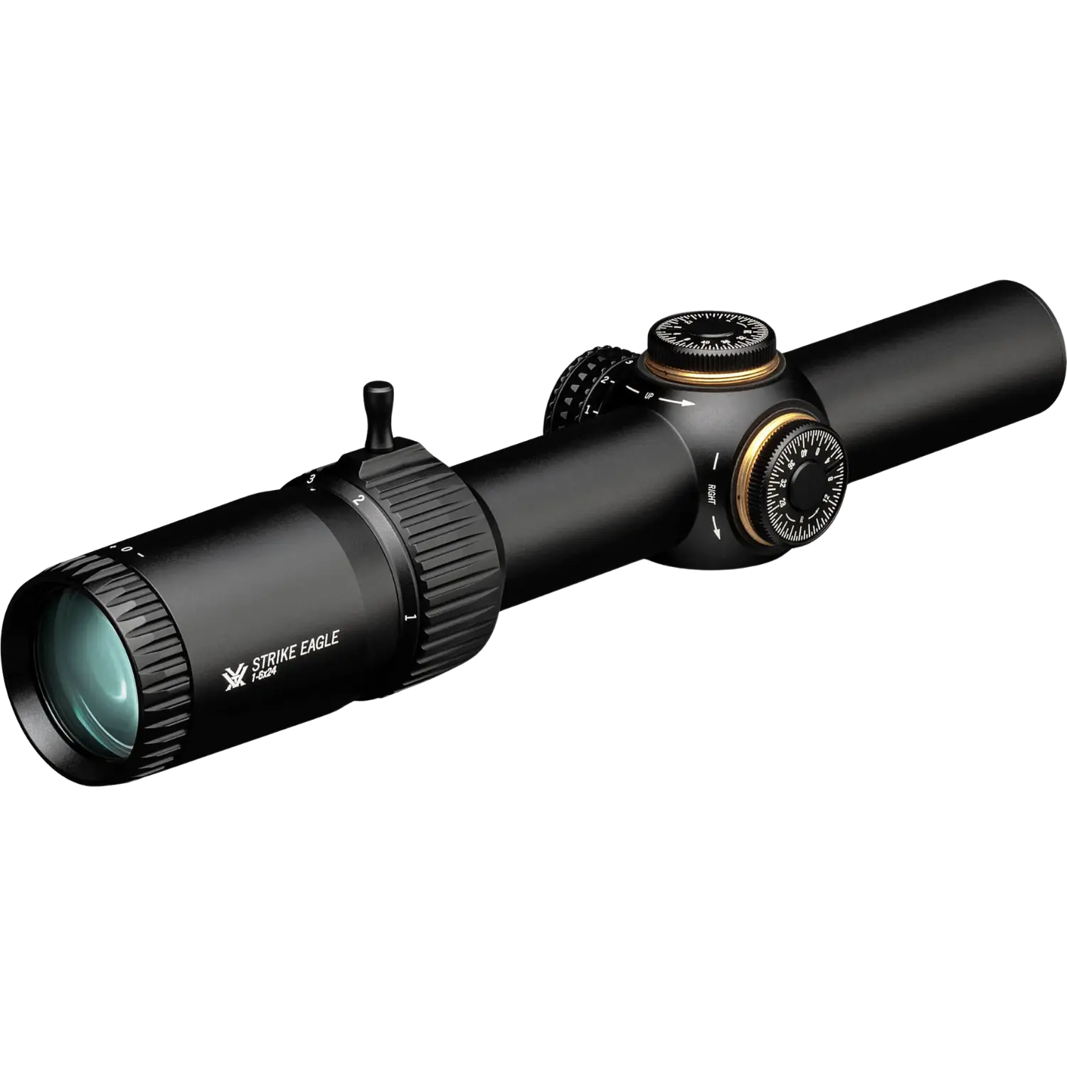 Vortex Strike Eagle Zielfernrohr 1-8x24: seitliche Ansicht mit einstellbarem Zoom und präziser Optik.