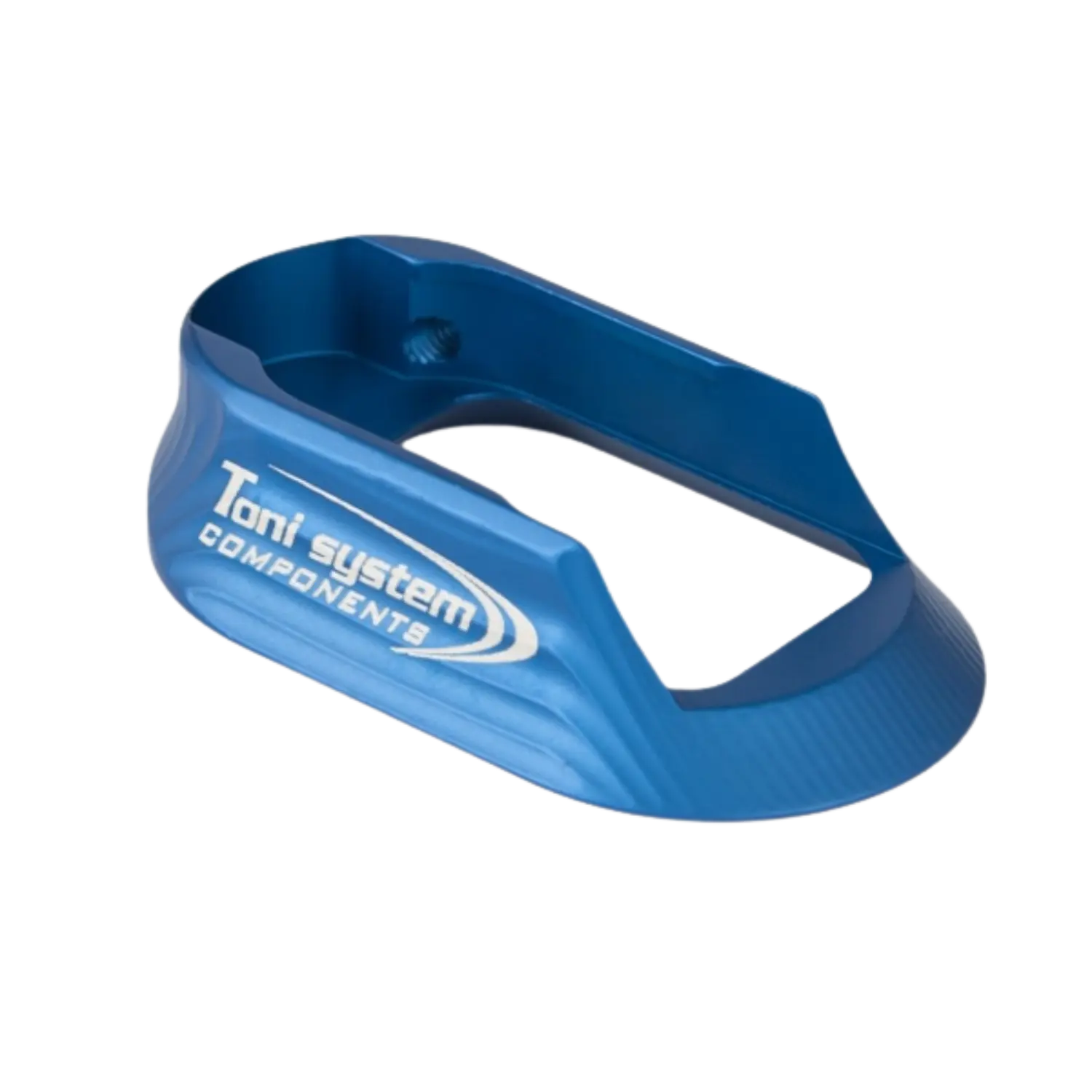 Toni System Magwell für CZ 75 Shadow 2 Blau Blauer Magwell von Toni System für CZ 75 Shadow, aus Aluminium, mit einer rechteckigen Öffnung und strukturiertem Design.