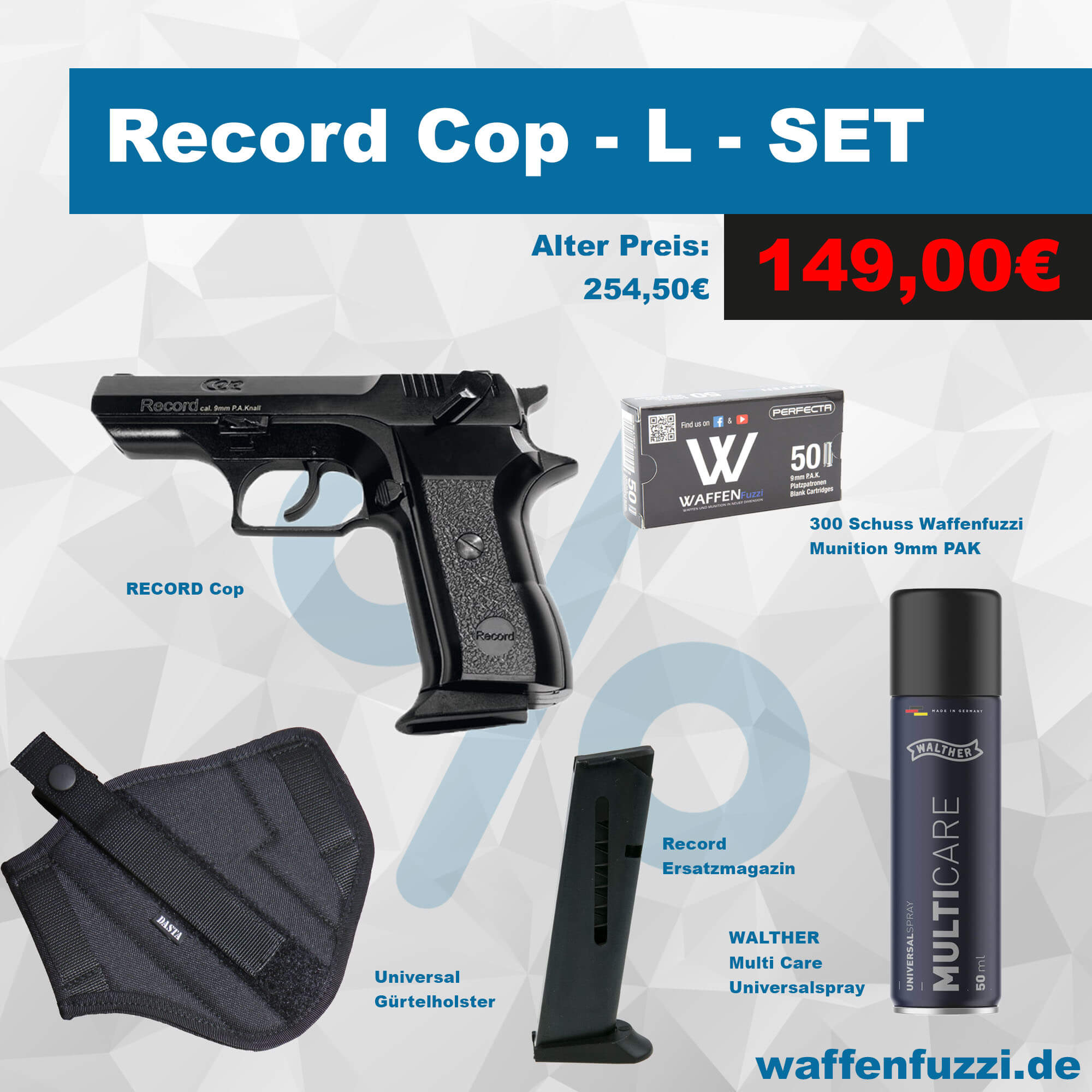 Record Cop Schreckschusspistolen Set "L" Kaliber 9mm PAK
