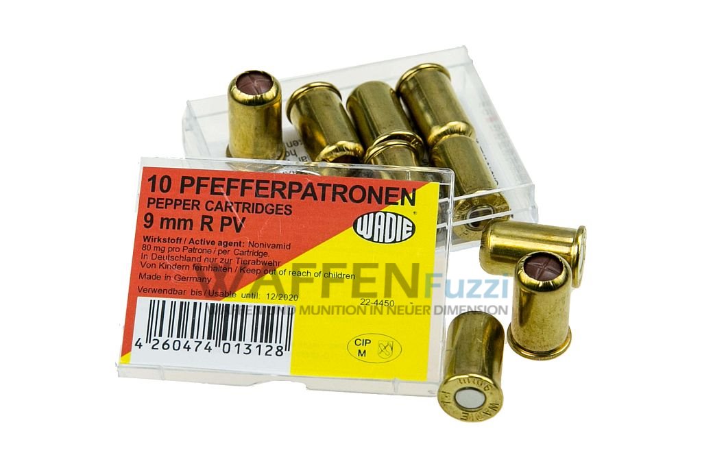 Wadie-Pfeffermunition-f-r-Schreckschusspistole Wadie Pfefferpatronen für Schreckschussrevolver Kaliber 9mm R PV