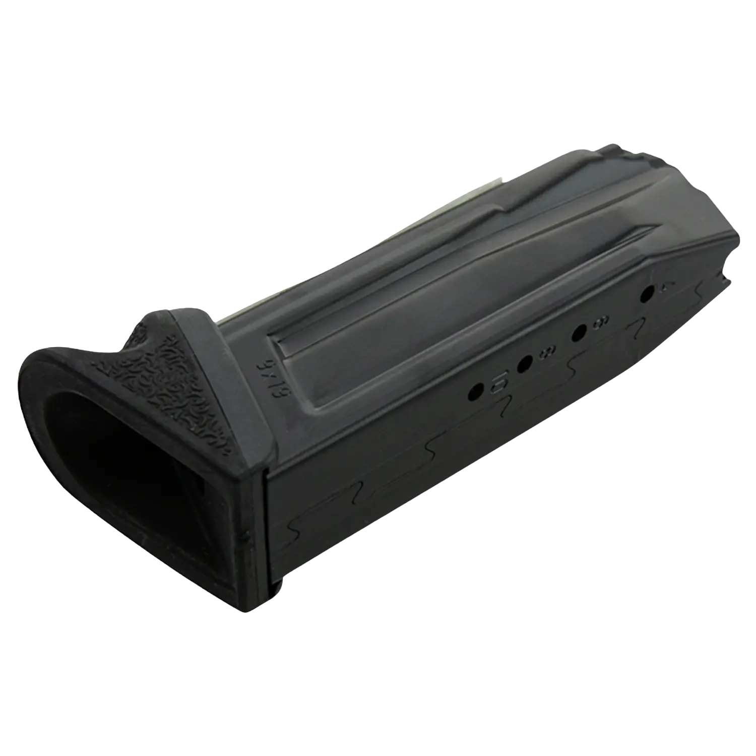 H&K Magazin 10 Schuss für SFP9SK/P30SK Kaliber 9mm Luger Schwarzes Magazin für eine SFP9SK, mit einer Kapazität von 10 Schuss, zeigt die Konturen und die Öffnung für die Patronen.