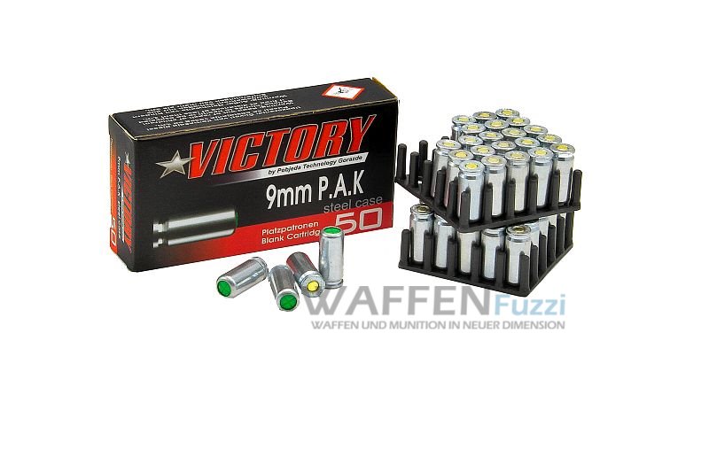 VictoryProbjedaPlatzpatronenStahl_VictoryKnallmunition Victory Schreckschussmunition 9 mm P.A.K. verzinkt