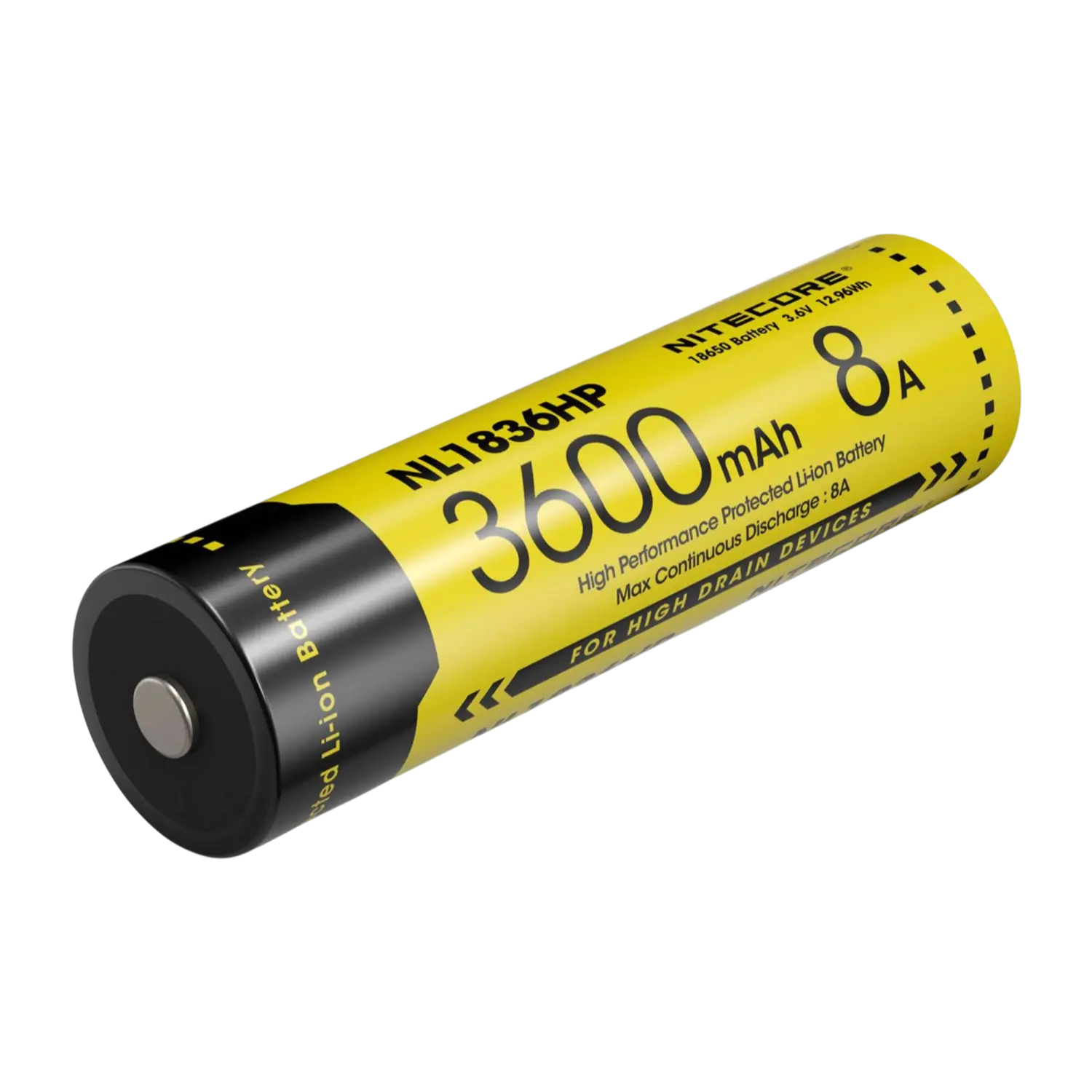 Nitecore NL1836HP Lithium-Ionen-Akku mit 3600 mAh Kapazität und 8 Ampere maximalem Dauerentladestrom