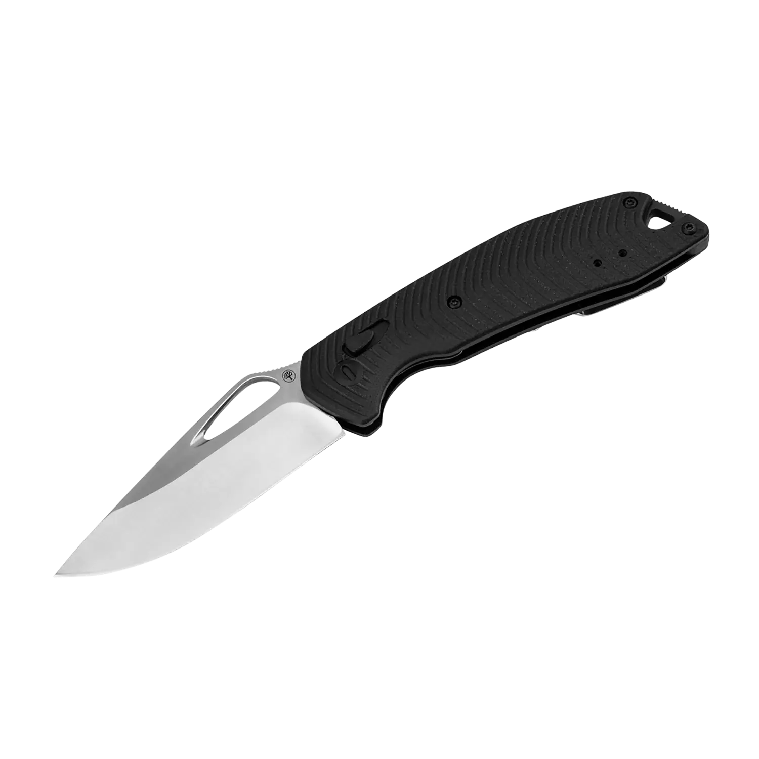 Böker EDK Taschenmesser Klappmesser von Messer Böcker mit schwarzem Griff und offenem, silbernem Klingenblatt mit Daumenloch