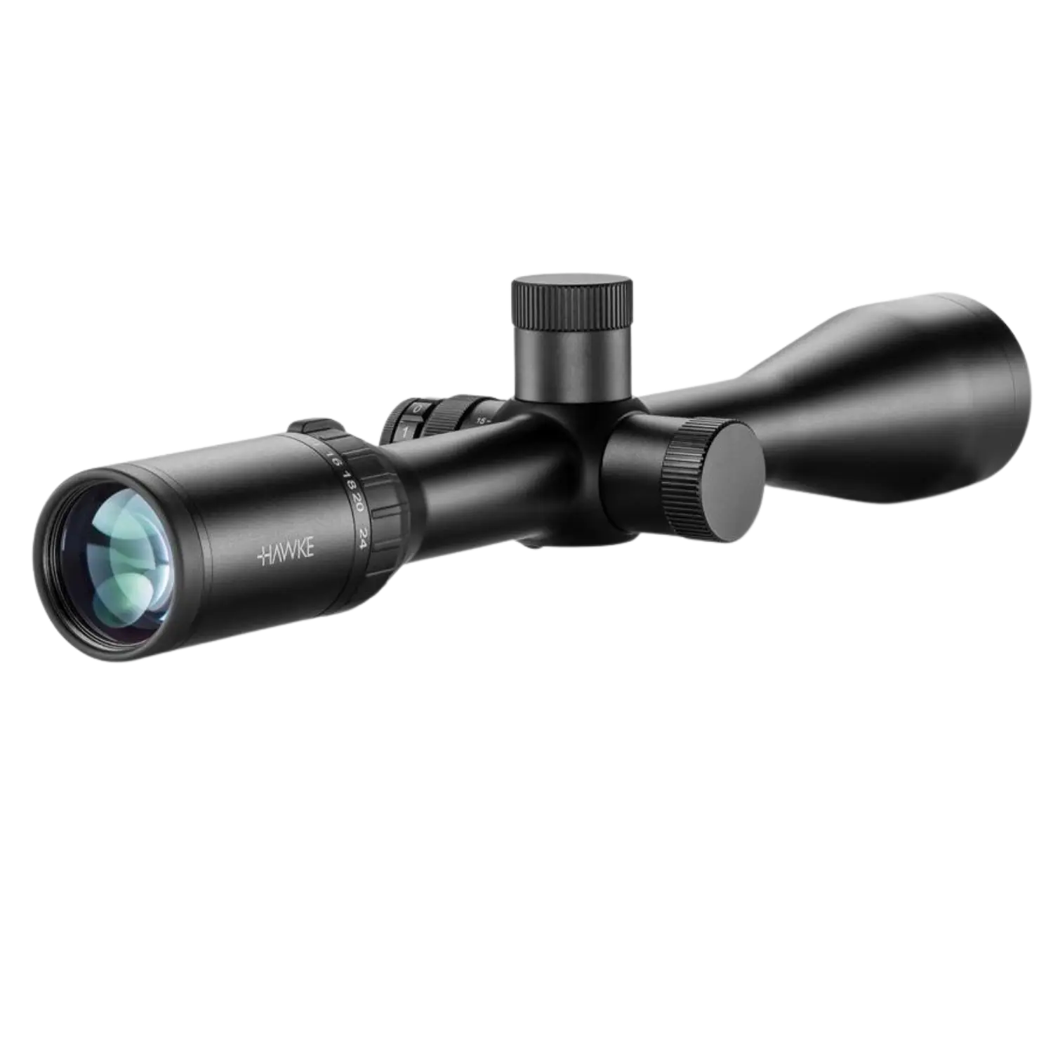 Hawke Airmax 30 WA 6-24x50 SF beleuchtetes AMX Absehen Schwarzes Zielfernrohr der Marke Hawke mit Einstellrädern und vergrößerndem Objektiv