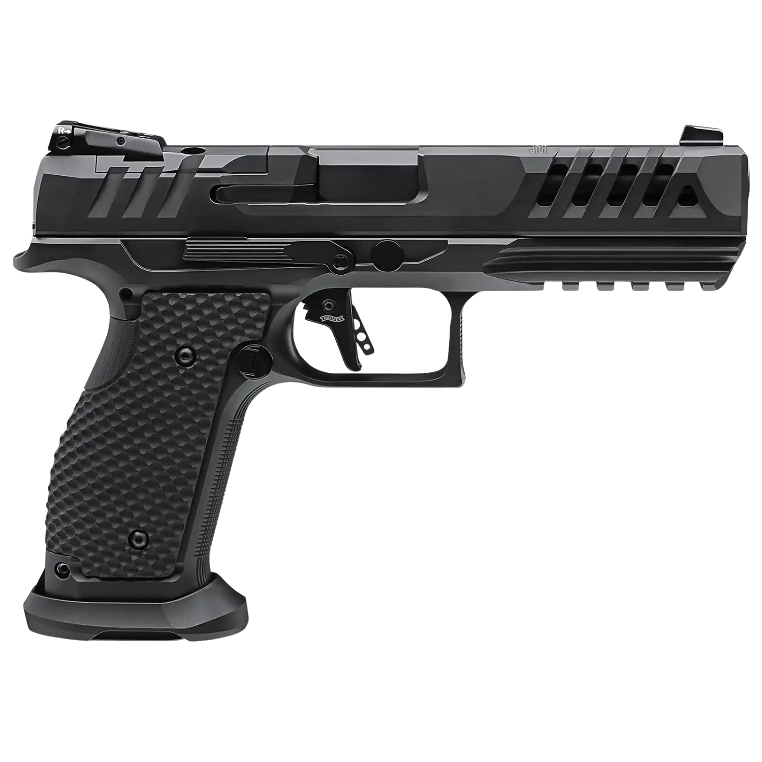 Walther PDP SF Match Black Ribbon OR Kaliber 9mm Luger Schwarze Pistole von Walther mit großem Griff und Magazintrichter