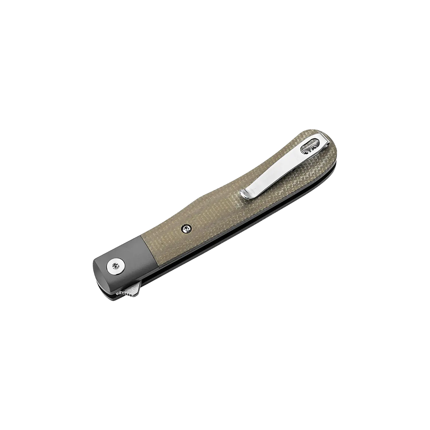 Modern Trapper Uno 2 Taschenmesser mit grauem Griff und Metallclip
