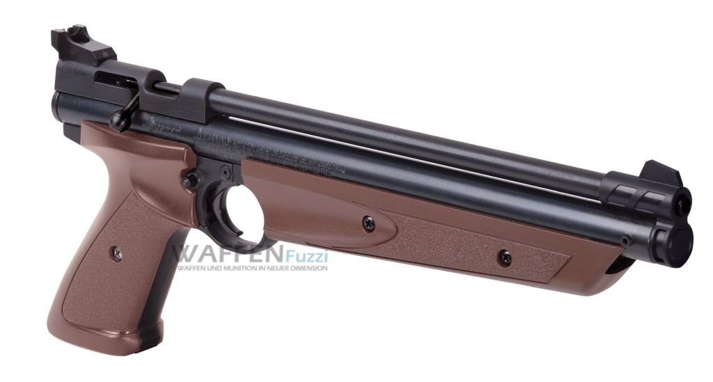 pneumatic-luftpistole-im-holz-design Crosman Pneumatik Pump Pistole mit amerikanischem Flair. Kaliber 4,5mm Diabolo