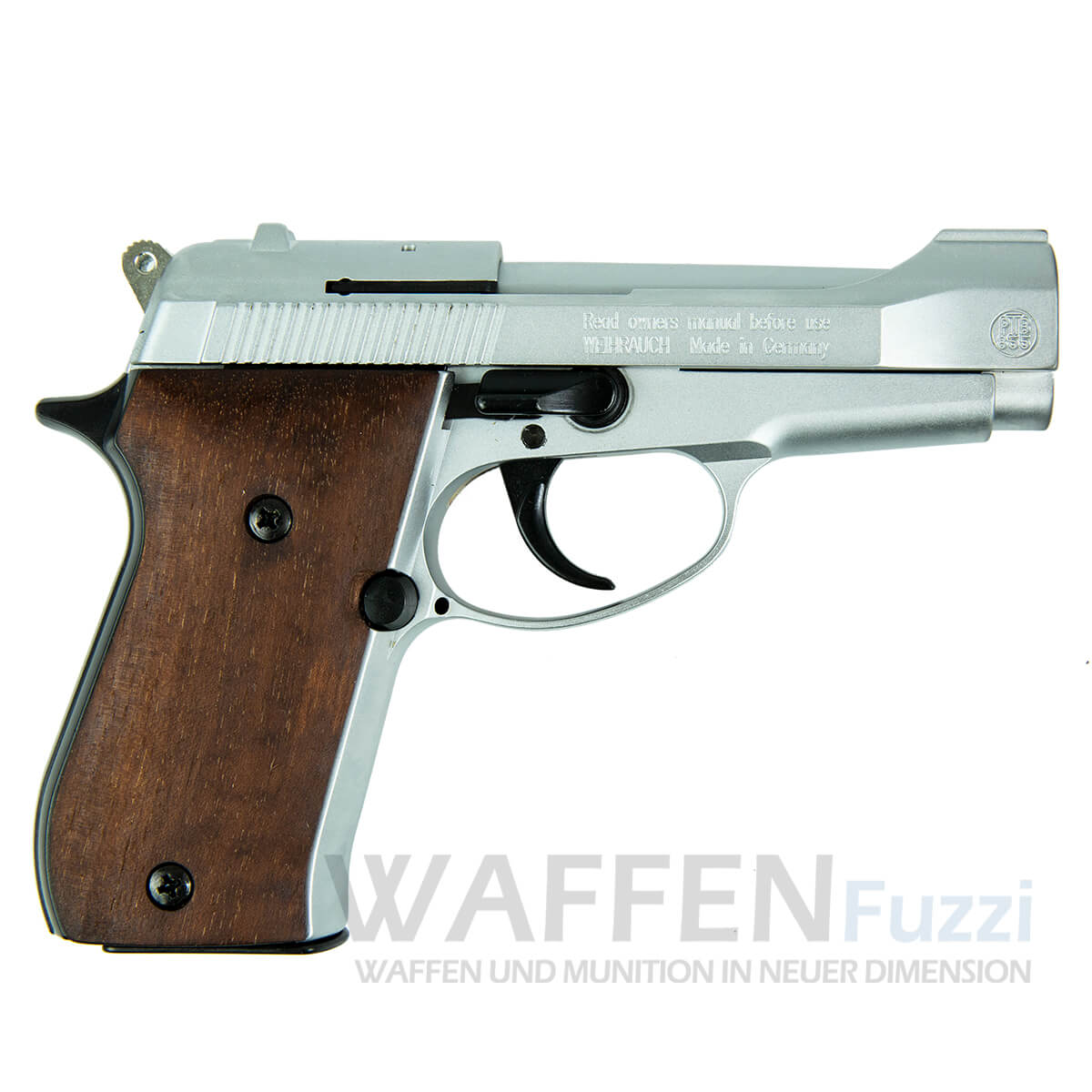 Schreckschusswaffe HW94 vernickelt mit Holzgriffschalen 9mm RKnall