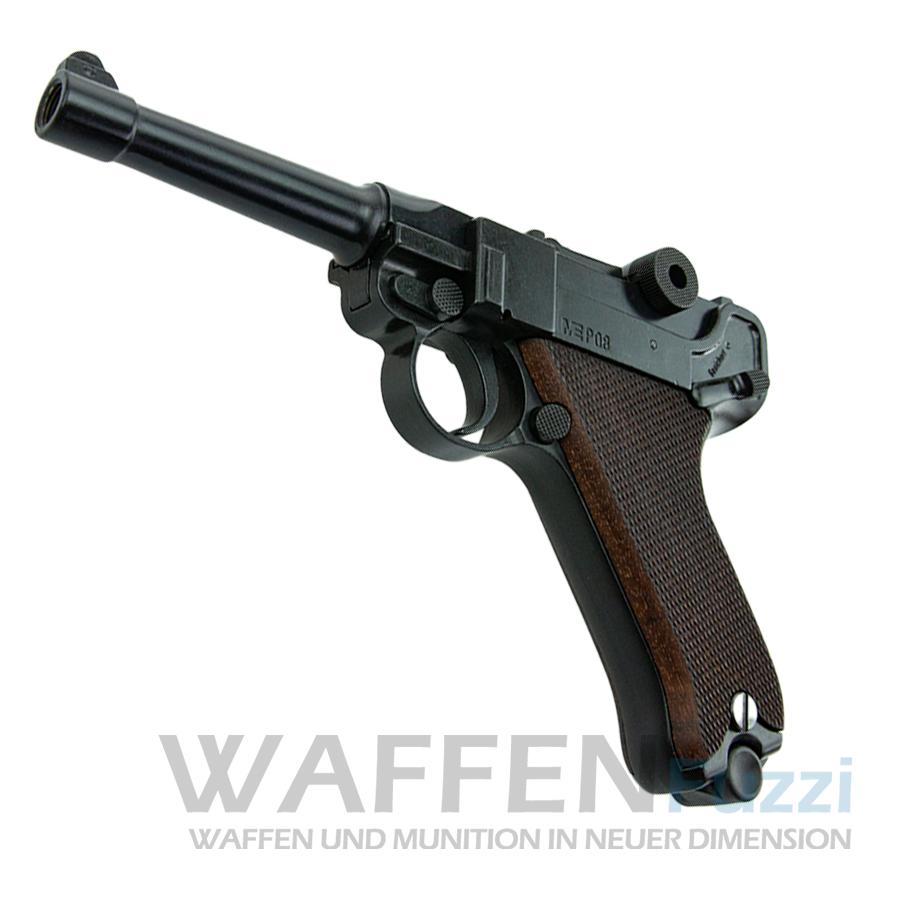 ME P08 Schreckschusswaffe 9mm brüniert mit Holzgriff