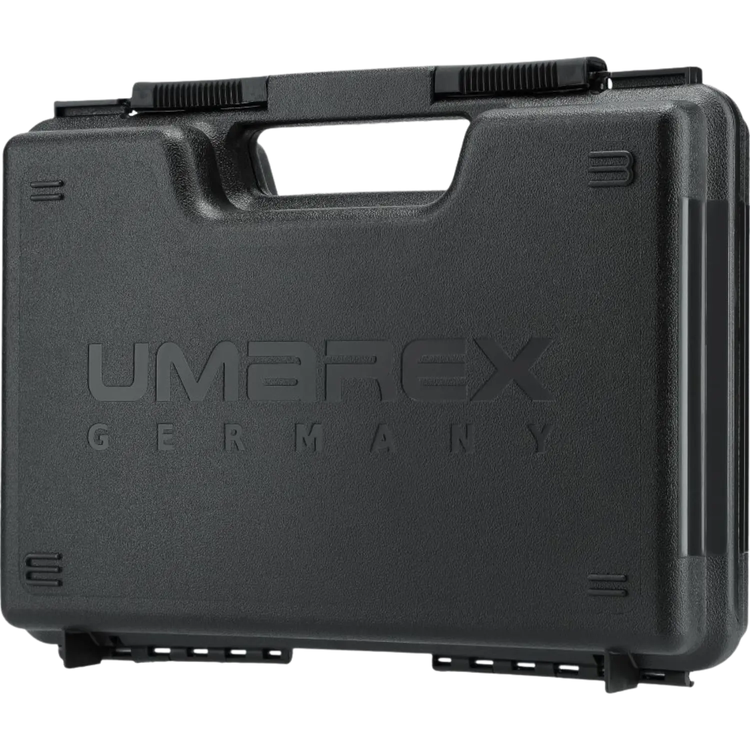 Schwarzer Waffenkoffer von Umarex mit dem Schriftzug 'UMAREX GERMANY' auf der Vorderseite. Der Koffer hat einen stabilen Griff und eine strukturierte Oberfläche.