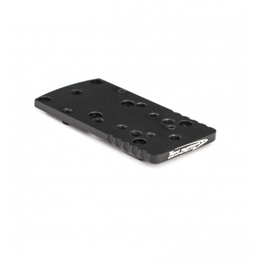 Toni System Glock Dovetail Base Plate für Red Dots Schwarze Montageplatte für Reddots mit mehreren Bohrungen und geriffeltem Rand, rechteckig, flach.