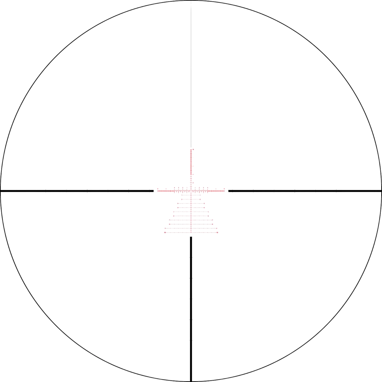 Absehen des Vortex Strike Eagle Zielfernrohrs 5-25x56 FFP EBR-7C MRAD mit präziser Abbildungsansicht.