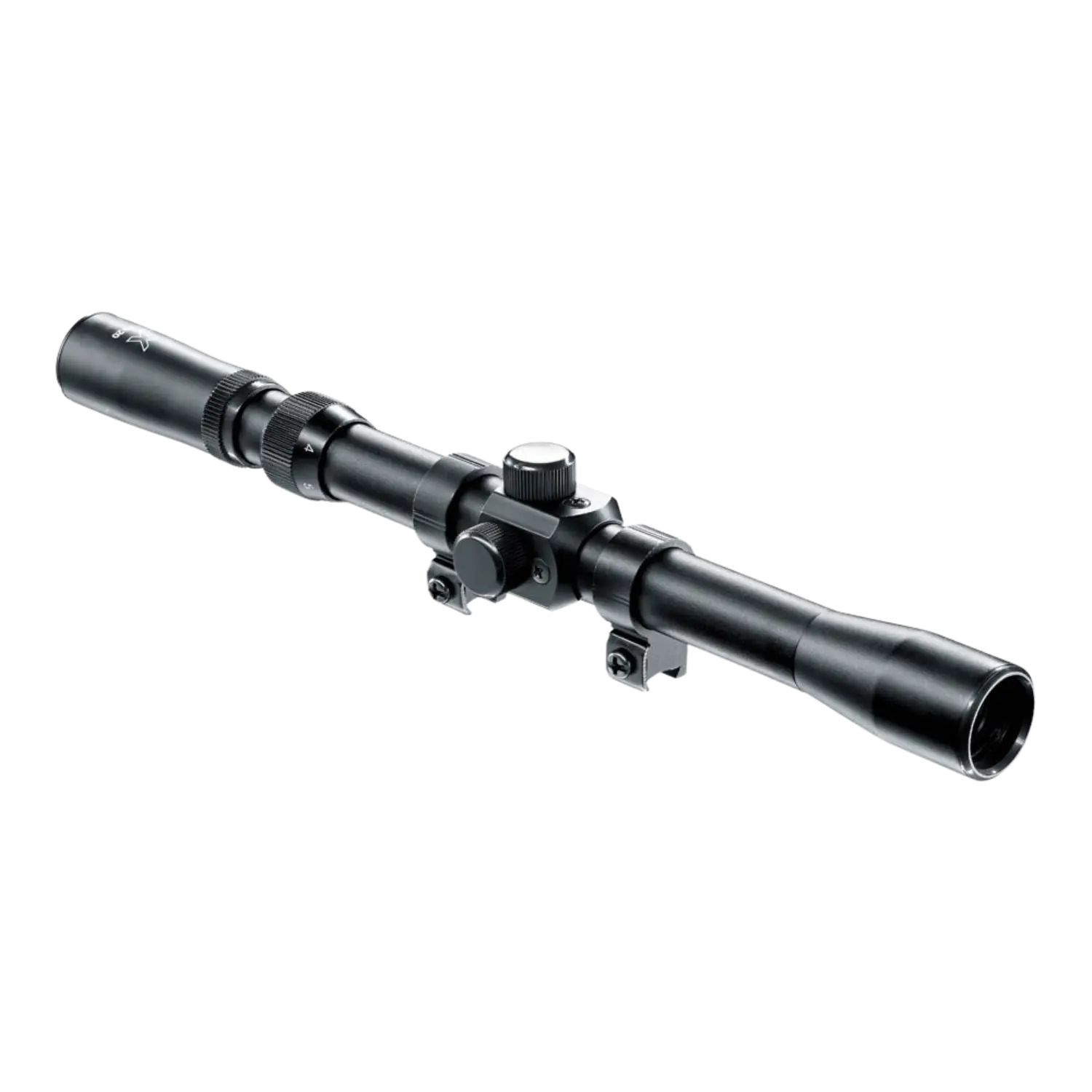 Umarex Zielfernrohr ZF3-7x20, schwarz, zylindrische Form mit zwei Linsen, einstellbare Vergrößerung, Montagehalterung.