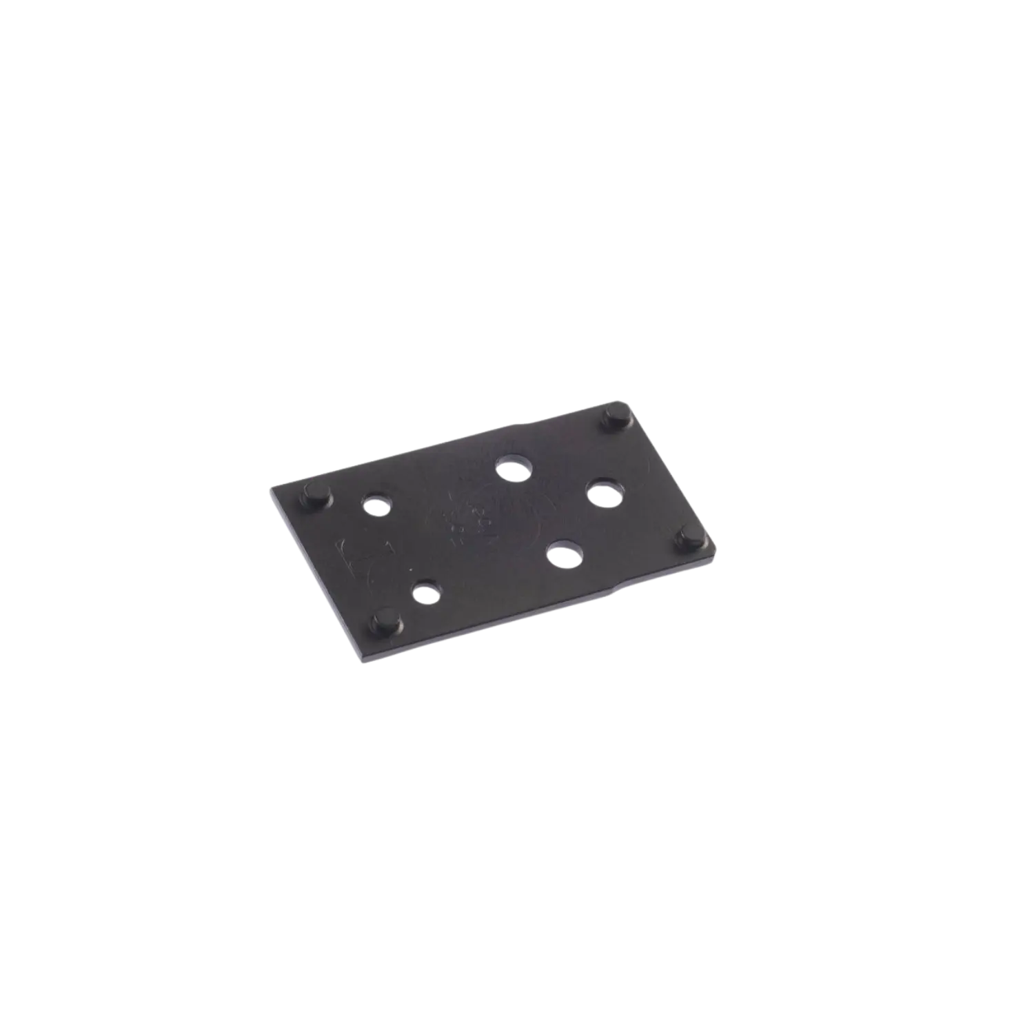 Adapterplatten I Montagebasen für Tanfoglio Vortex Viper AD001 schwarze rechteckige Montageplatte mit sechs Löchern und vier kleinen Erhöhungen an den Ecken.