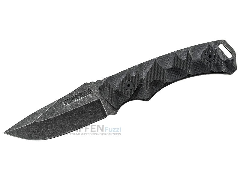 144408-G-rtelmesser-Schrade-stone-washed Schrade Jagdmesser mit Gürtelscheide Gürtelmesser aus 8Cr13 Stahl Griffschale aus G-10