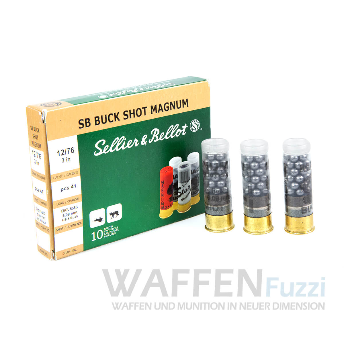 S-B-1276-Buck-Shot-Magnum-6-1mm-10-Schuss-53g S&B Buck 6,1mm Kaliber 12/76 preisgünstige Staffel bei Waffenfuzzi