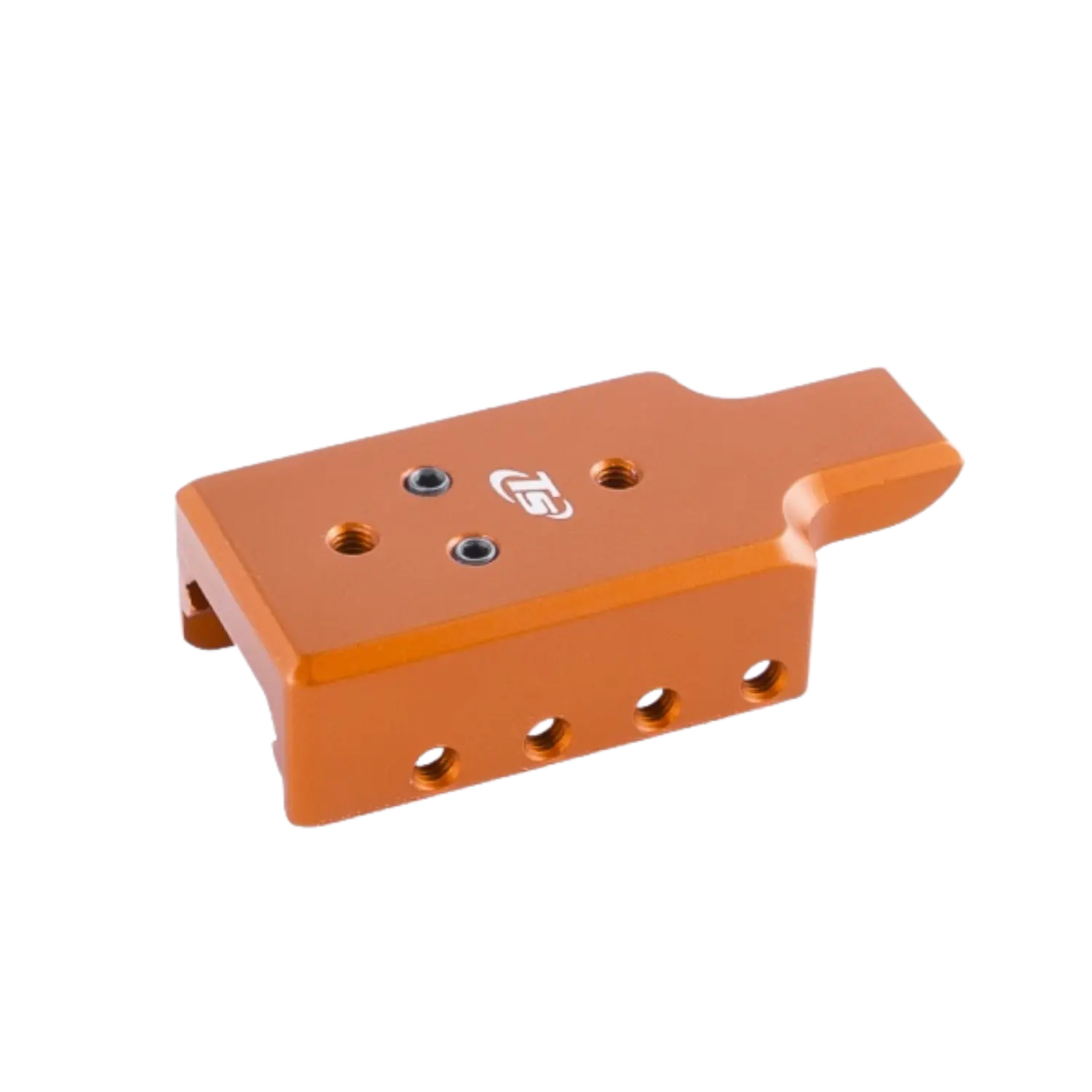 Toni System Aluminium Laufgewicht für Glock I Orange Orangenes Aluminium-Laufgewicht von Toni System für Glock 17 mit mehreren Bohrungen und eingraviertem Logo.