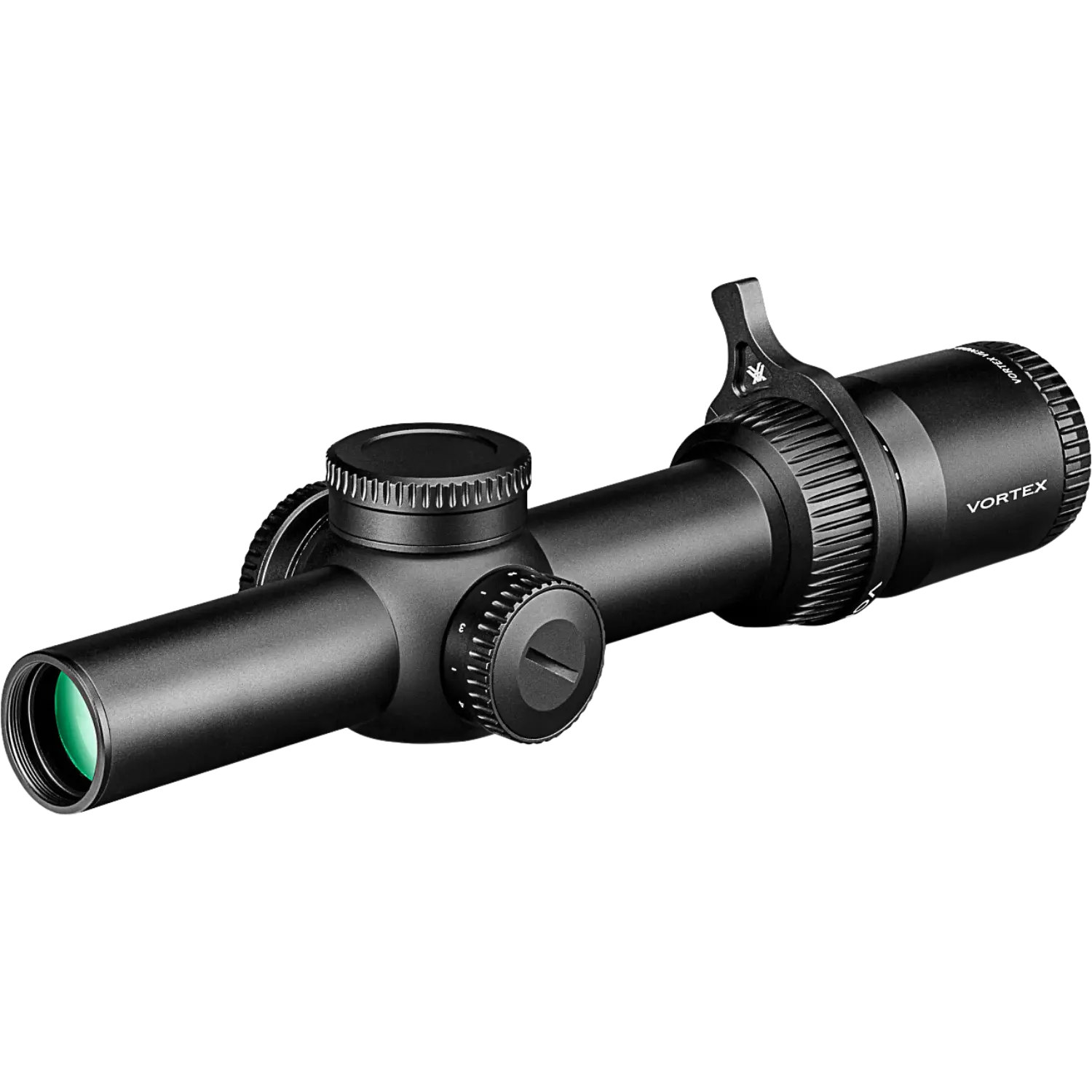 Vortex Zielfernrohr Venom 1-6x24 SFP AR-BDC3 Vortex Zielfernrohr Venom, schwarzes Gehäuse, zwei verstellbare Rädchen, ein seitlicher Hebel, grüne Linse.