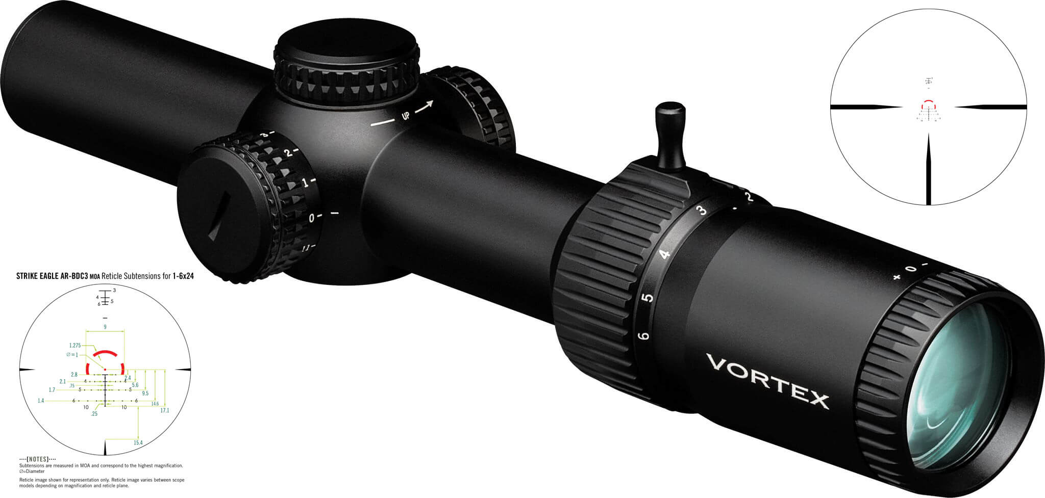 Vortex Strike Eagle Zielfernrohr 1-8x24 SFP AR-BDC3 MOA