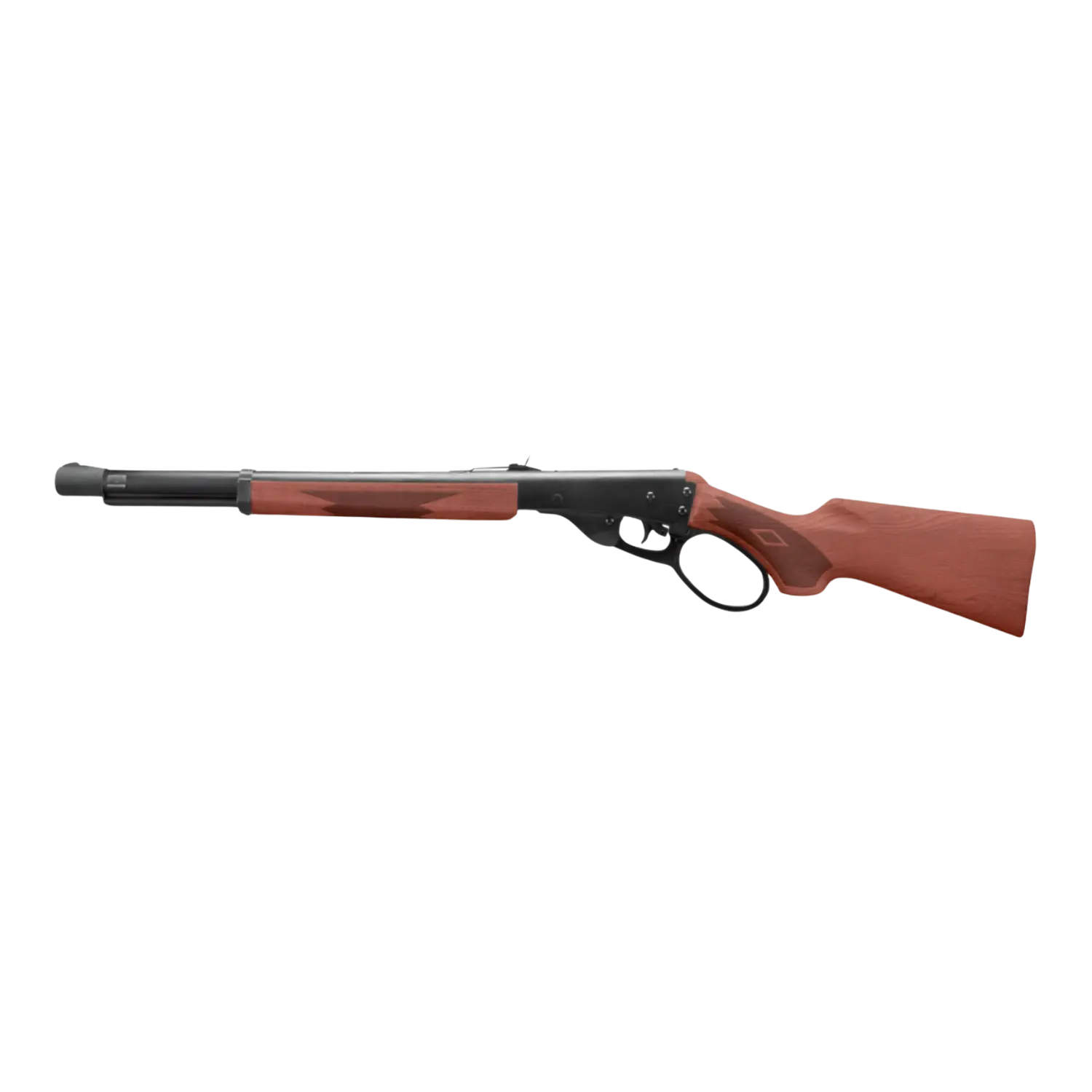 Marlin Lever Action Federdruck-Unterhebelspanner Kaliber 4,5mm BB 650 Schuss Magazin Luftdruck-Unterhebelrepetierer mit schwarzem Lauf und braunem Holzschaft und -kolben.