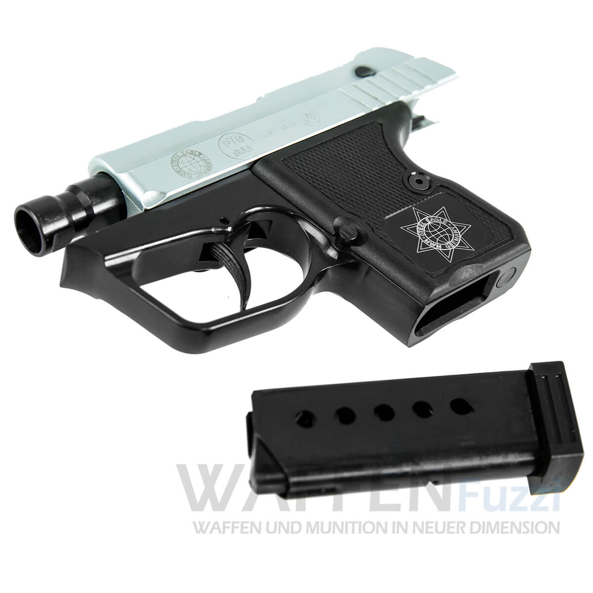 Handliche-Schreckschusspistole-Steel-Eagle Taschenpistole Steel Eagle Stahl gefertigter kleine Pistole 9mm P.A.K.