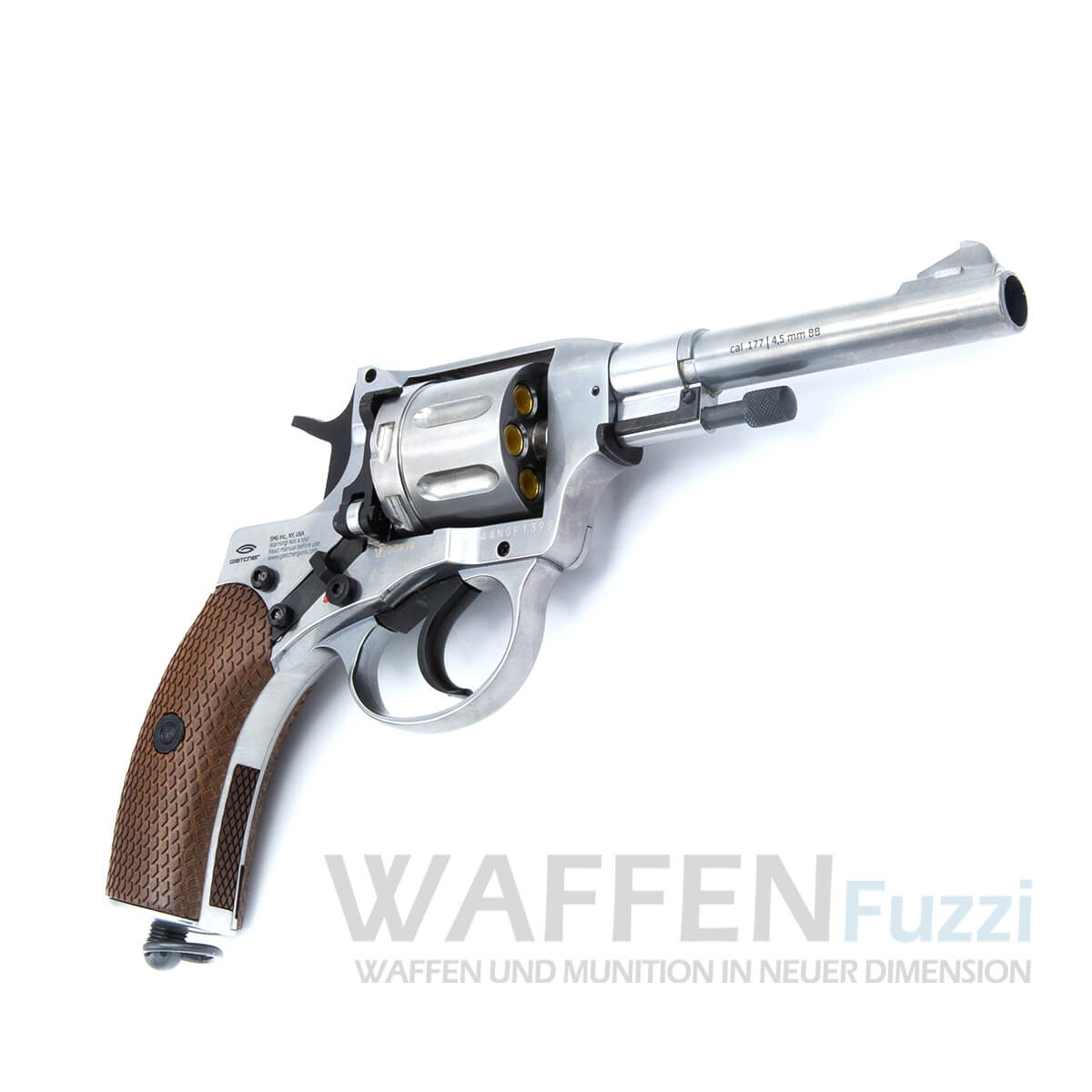 Gletscher Nagant CO2 Vollmetal Revolver Silver Kaliber 4,5mm Stahl BB 