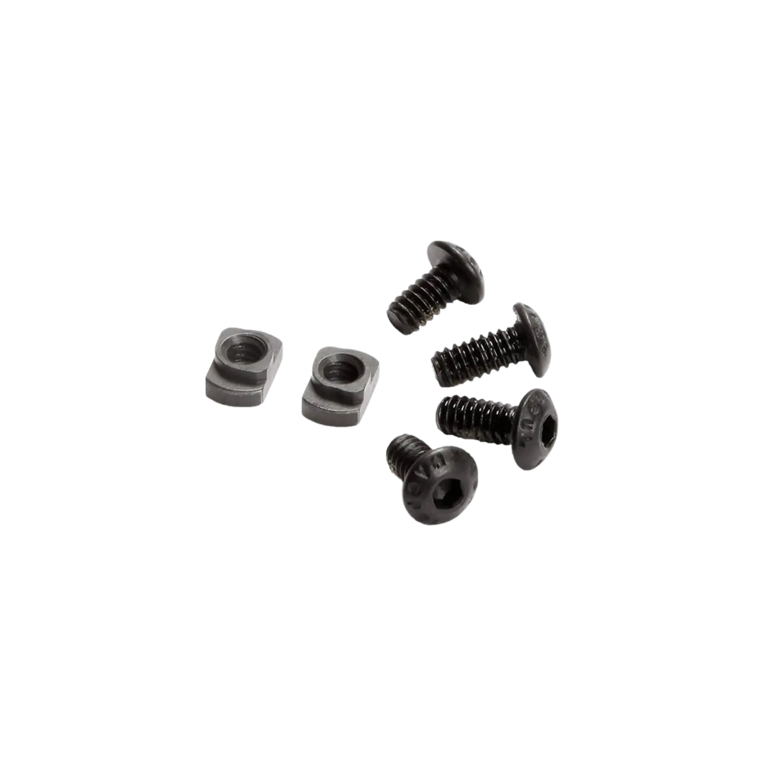 Schwarzes Magpul M-LOK T-NUT Ersatzteilset bestehend aus vier Schrauben und zwei quadratischen Muttern