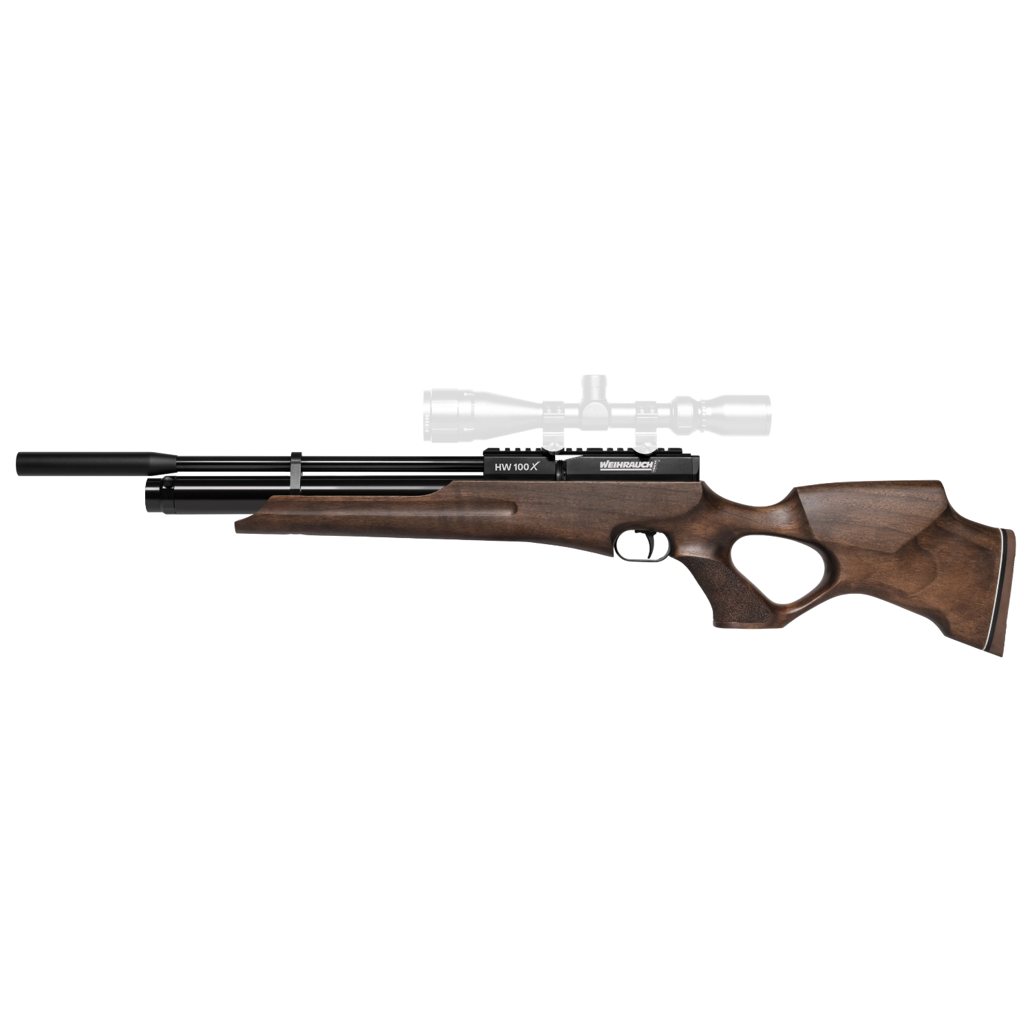 Weihrauch HW 100 X-T Pressluftgewehr Nussbaum-Holzlochschaft Kal. 4,5 mm - Lang