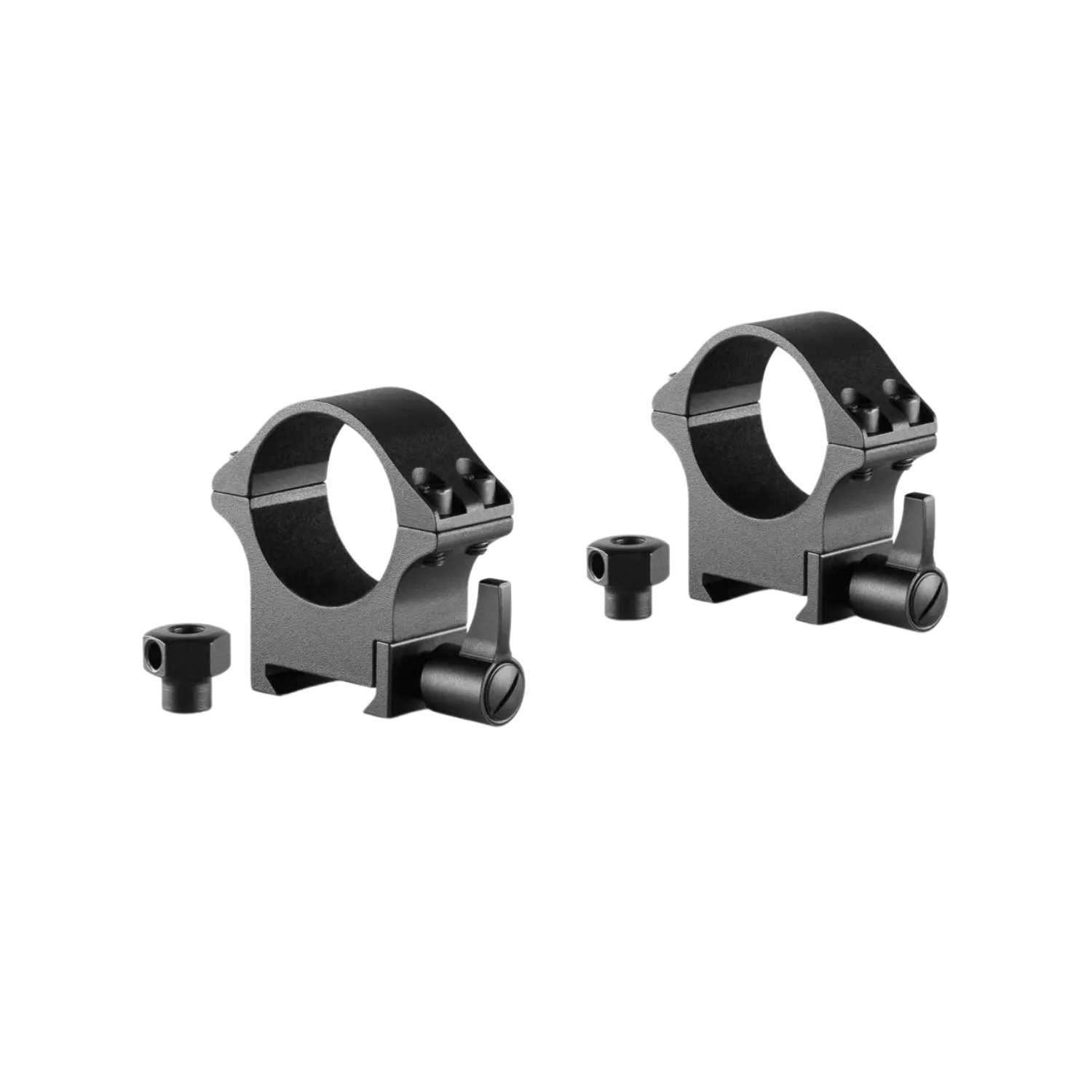 Hawke Professional Steel Ringmontagen Mittel / 30mm Zwei schwarze Ringmontagen aus Präzisionsstahl, mit Halterungen und Schrauben, für Zielfernrohre.