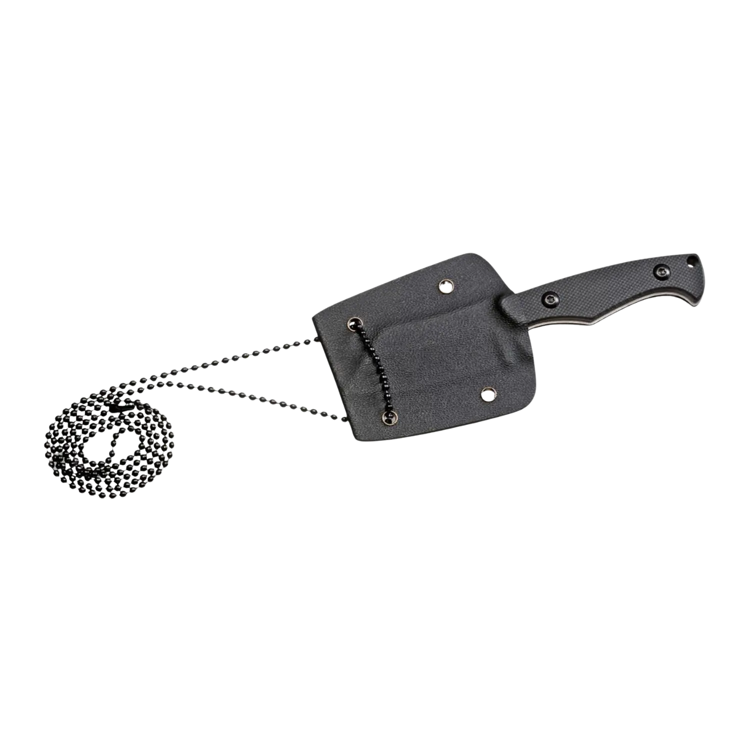 Magnum Challenger2 feststehendes Messer mit schwarzem Griff und schwarzer Scheide an Kette
