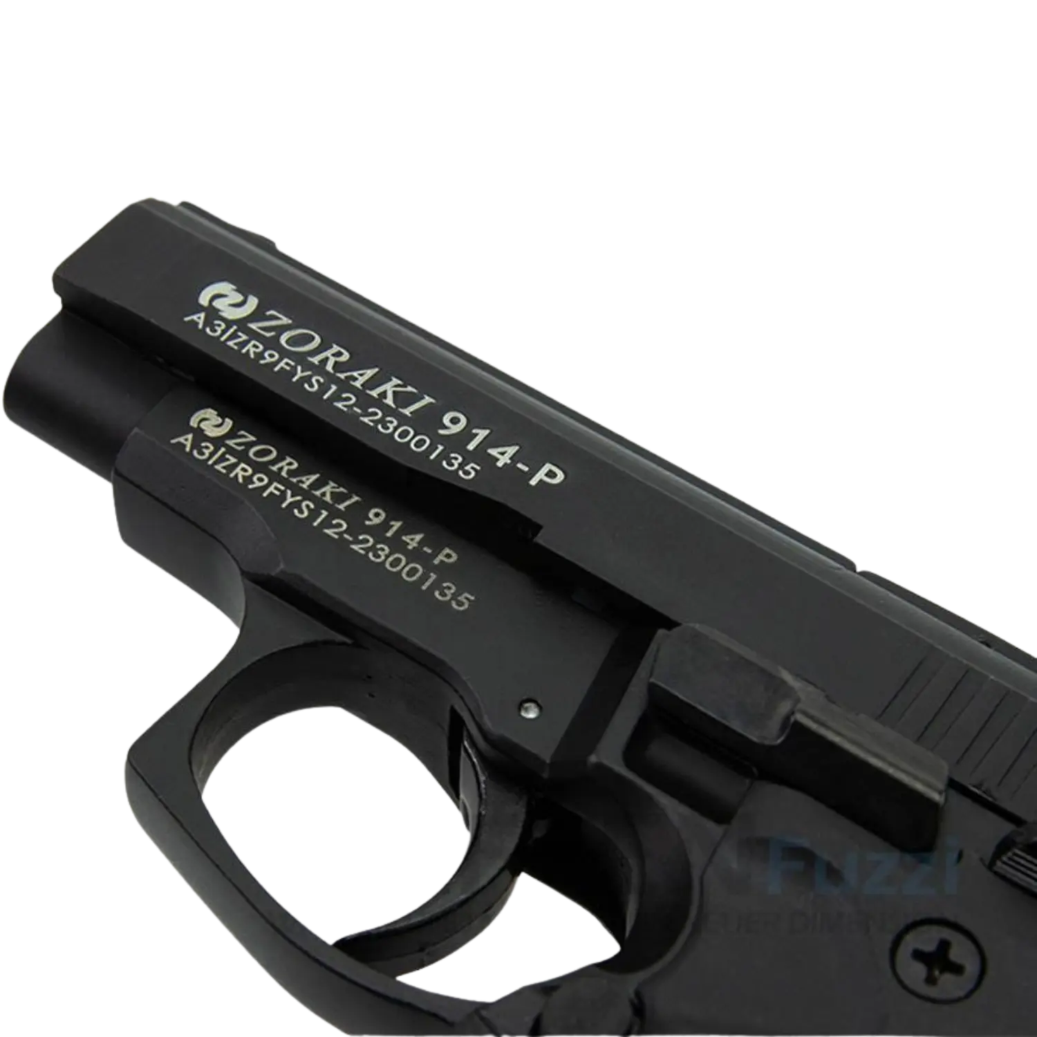 Zoraki 914-P Schreckschusswaffe 9mm PAK schwarz Schwarze Pistole Zoraki 914-P mit sichtbarem Abzug und Beschriftung auf dem Lauf.