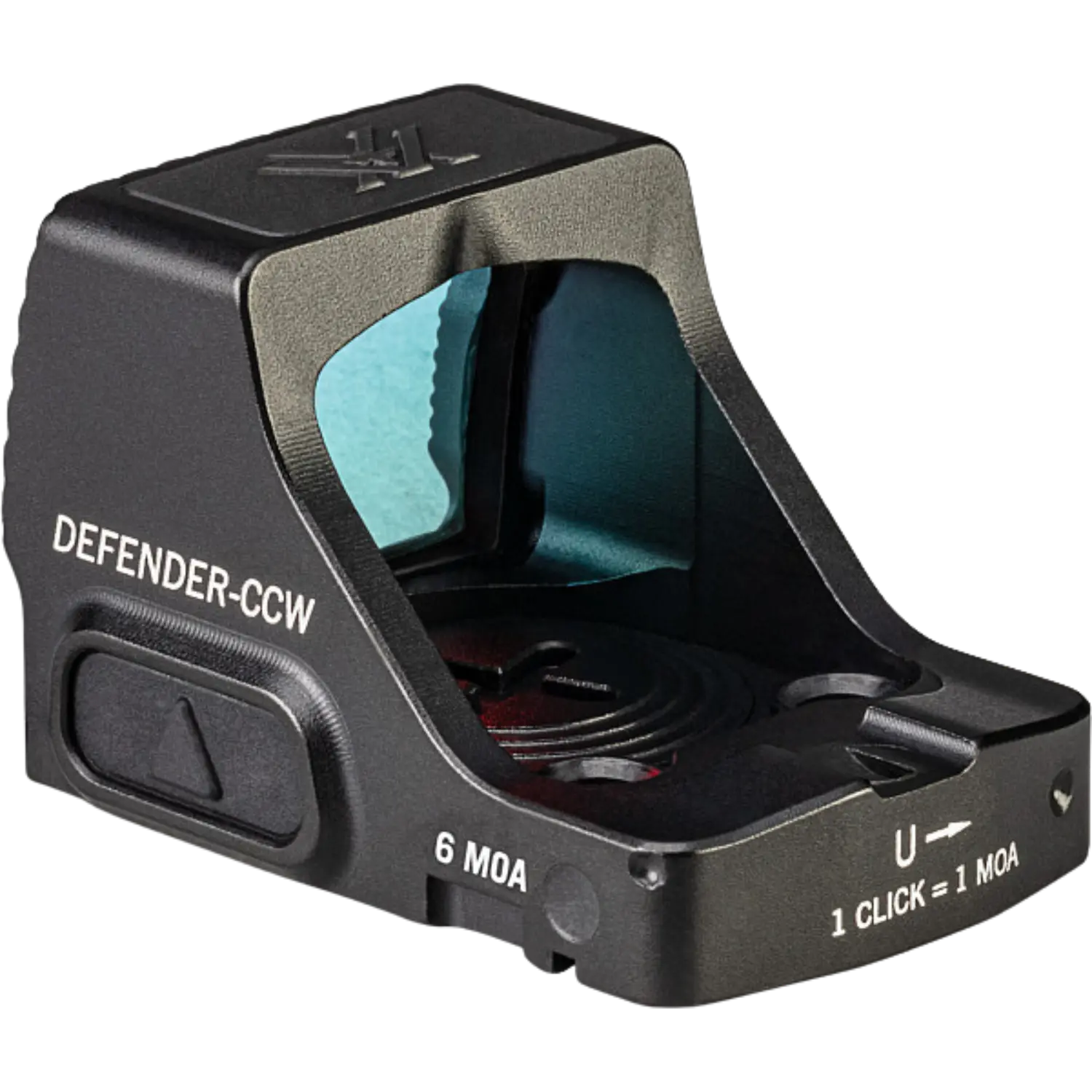 Vortex Defender CCW Red Dot 6 MOA, Alu Gehäuse mit offenem Design und präziser Click-Einstellung für Zielgenauigkeit.