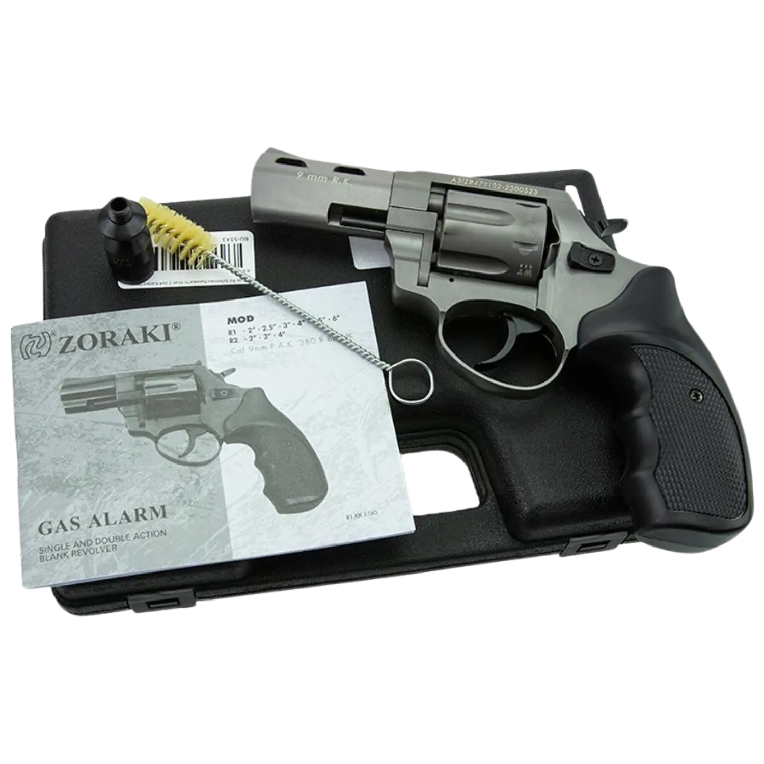 Zoraki R2 Schreckschussrevolver in Titan mit schwarzem Griff in Koffer mit Gebrauchsanweisung