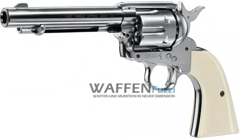 Colt Single Action Army SAA CO2-Revolver Nickel Finish Kaliber 4,5 mm Diabolo