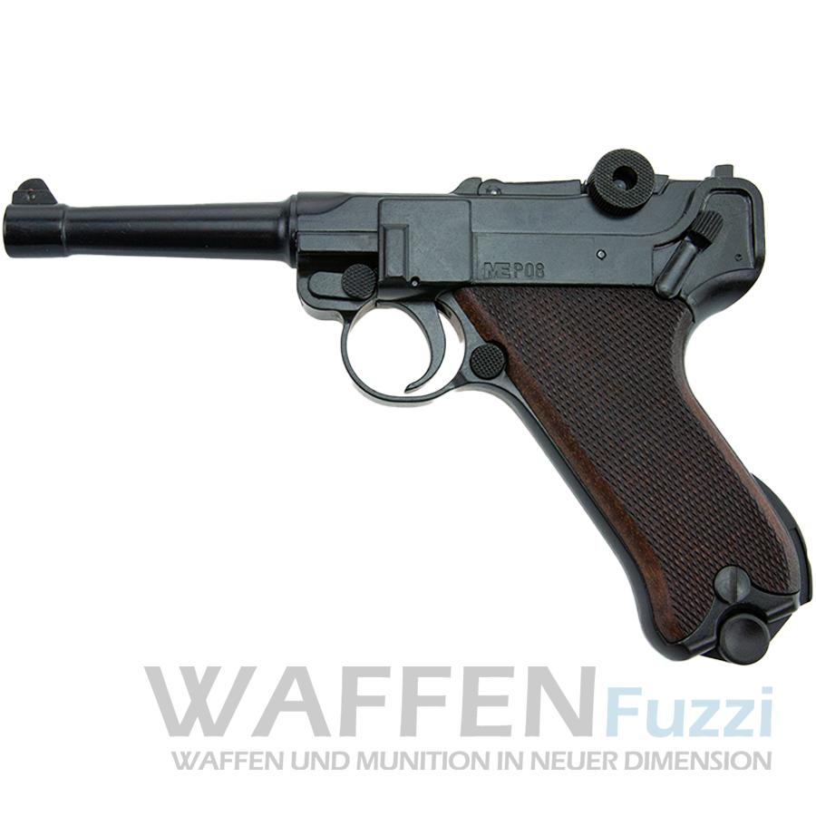 ME P08 Schreckschusswaffe 9mm brüniert mit Holzgriff