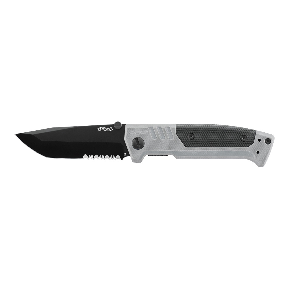 Walther PDP Folder Einhandmesser Tungsten Gray mit Tanto-Klinge Wellenschliff